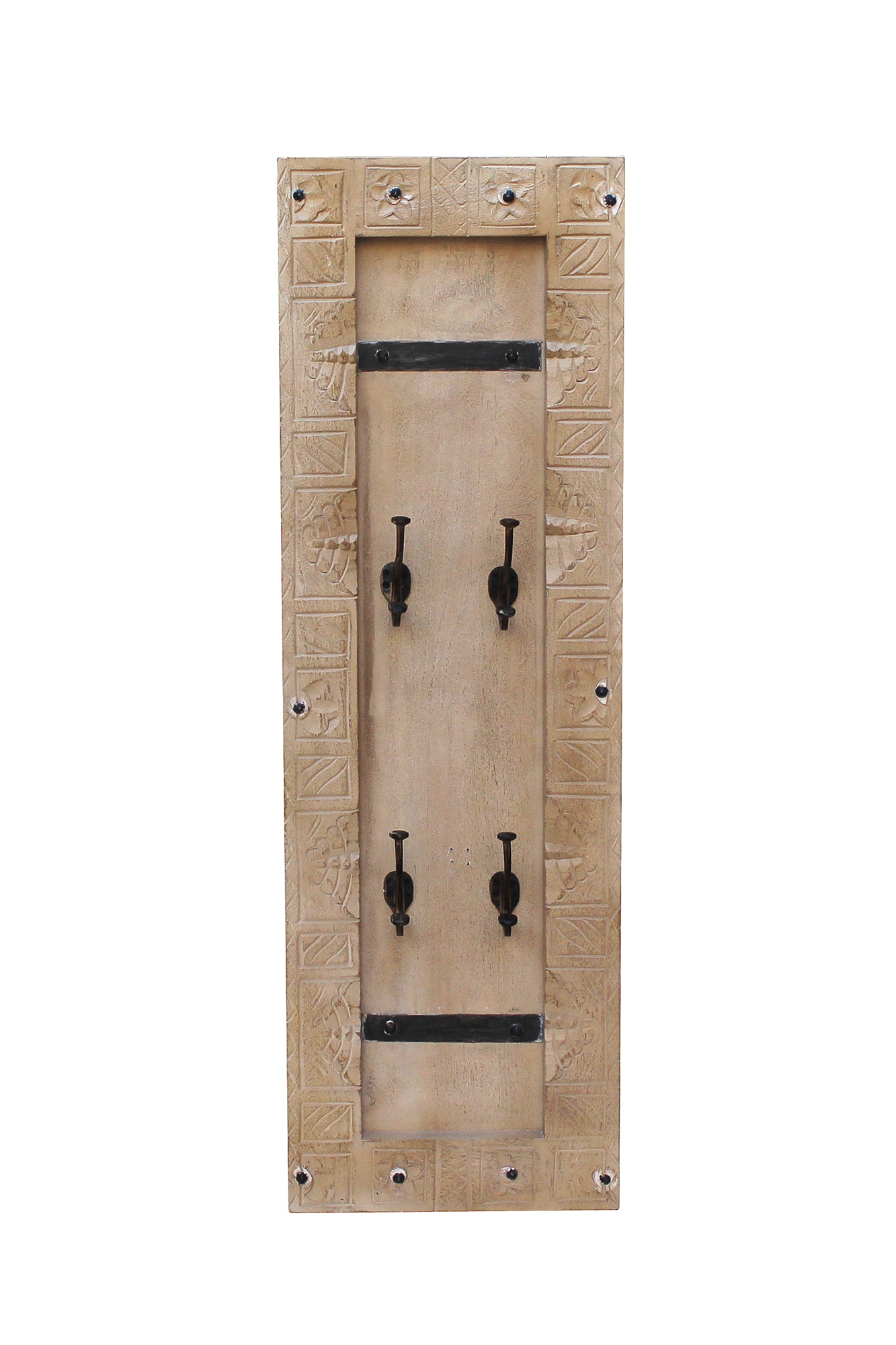 SIT Garderoben-Set, (Set, 4 St., Dielen-Set), Front mit aufwändigen Schnitzereien, Ringgriffe & Beschläge aus Metall