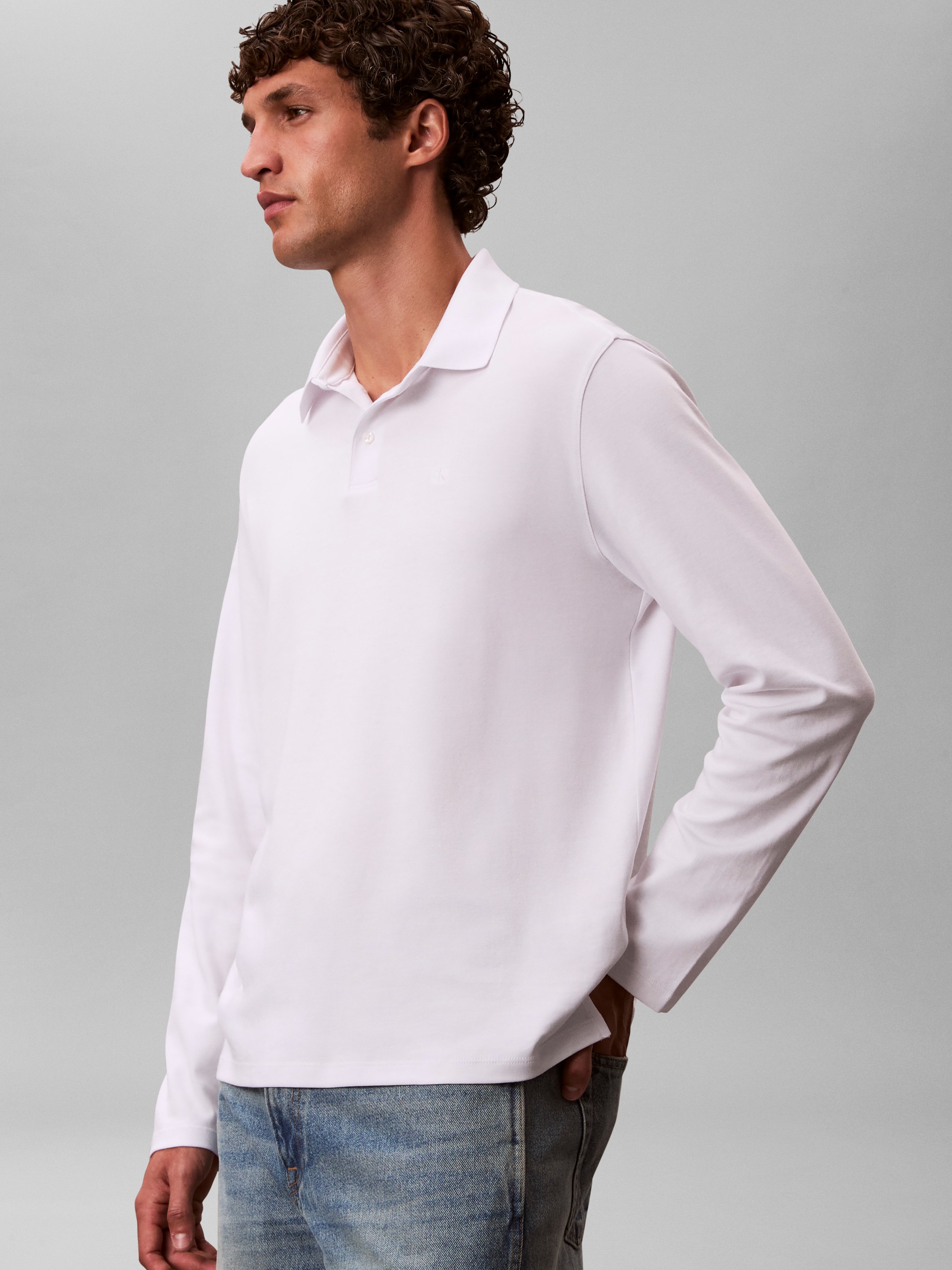 Calvin Klein Langarm-Poloshirt »LS SUPIMA COTTON SOLID POLO«, regular fit mit Rundhalsausschnitt
