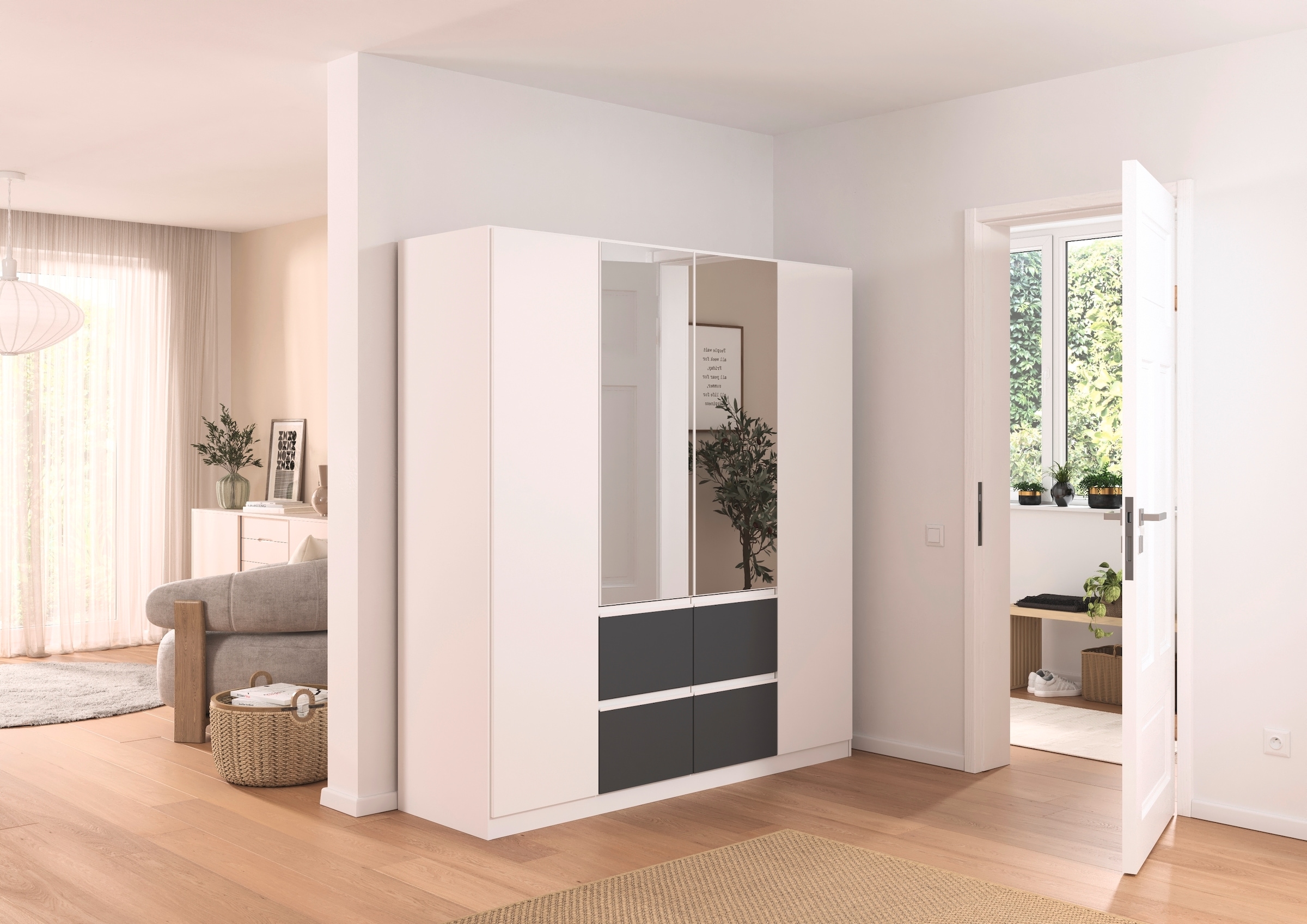 rauch Drehtürenschrank »Kleiderschrank Schrank Garderobe Wäscheschrank BRISTOL in 2 Breiten«, grifflose Front mit Push-to-Open Funktion in 2 Breiten MADE IN GERMANY