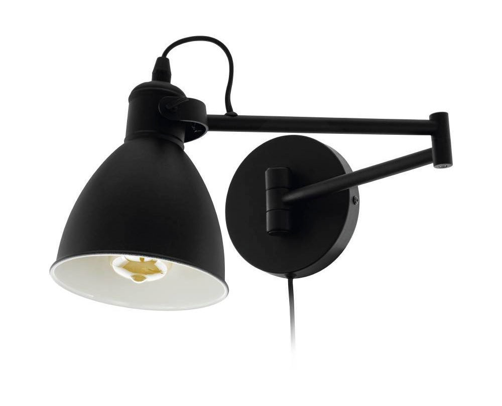 EGLO Wandleuchte »SAN PERI«, 1 flammig, Leuchtmittel E27 | ohne Leuchtmittel, Wandleuchte aus Metall in Schwarz, Lampe mit Schalter, E27 Fassung