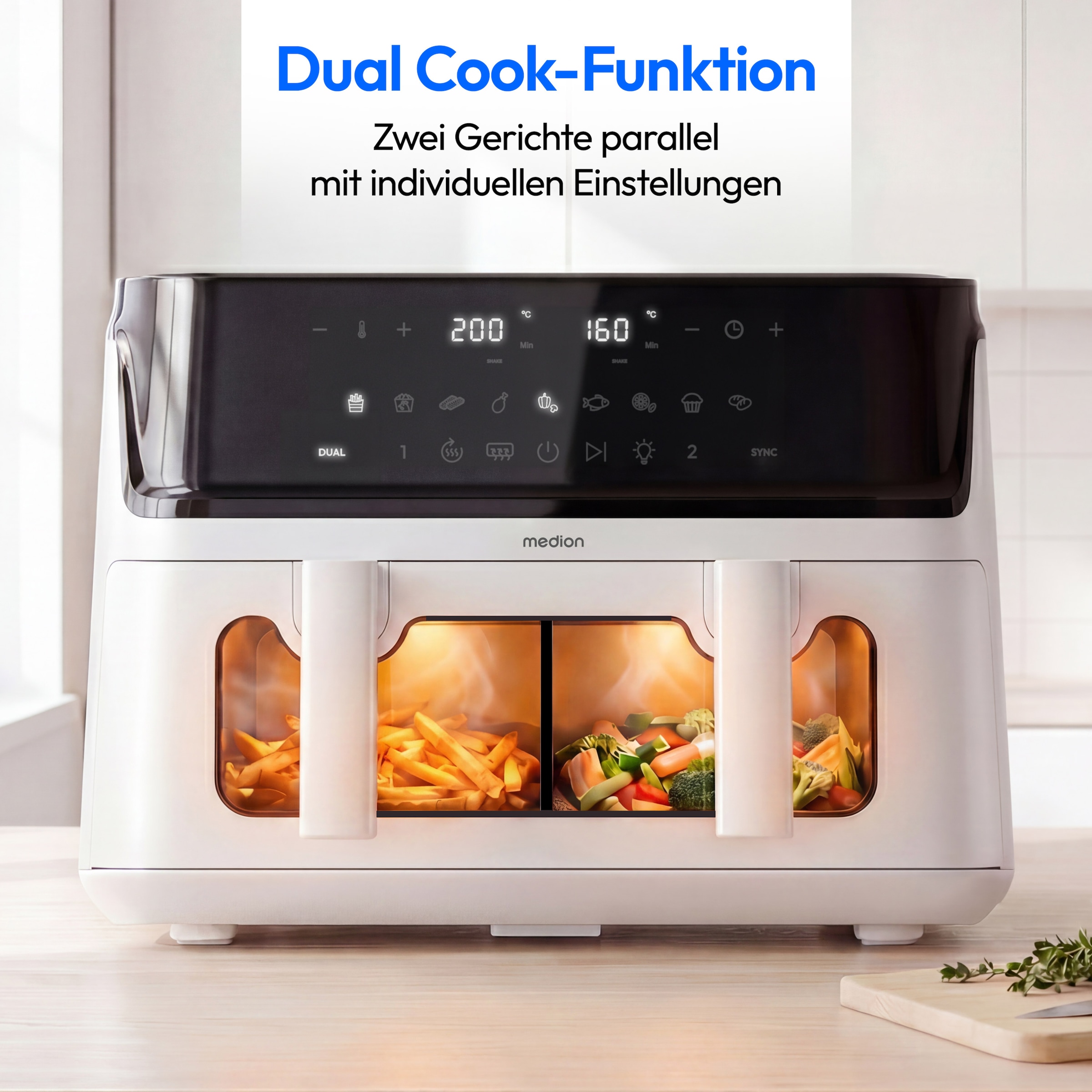 Medion® Heißluftfritteuse »MD 100057« 3040 W Volumen (gesamt): 10,8 L