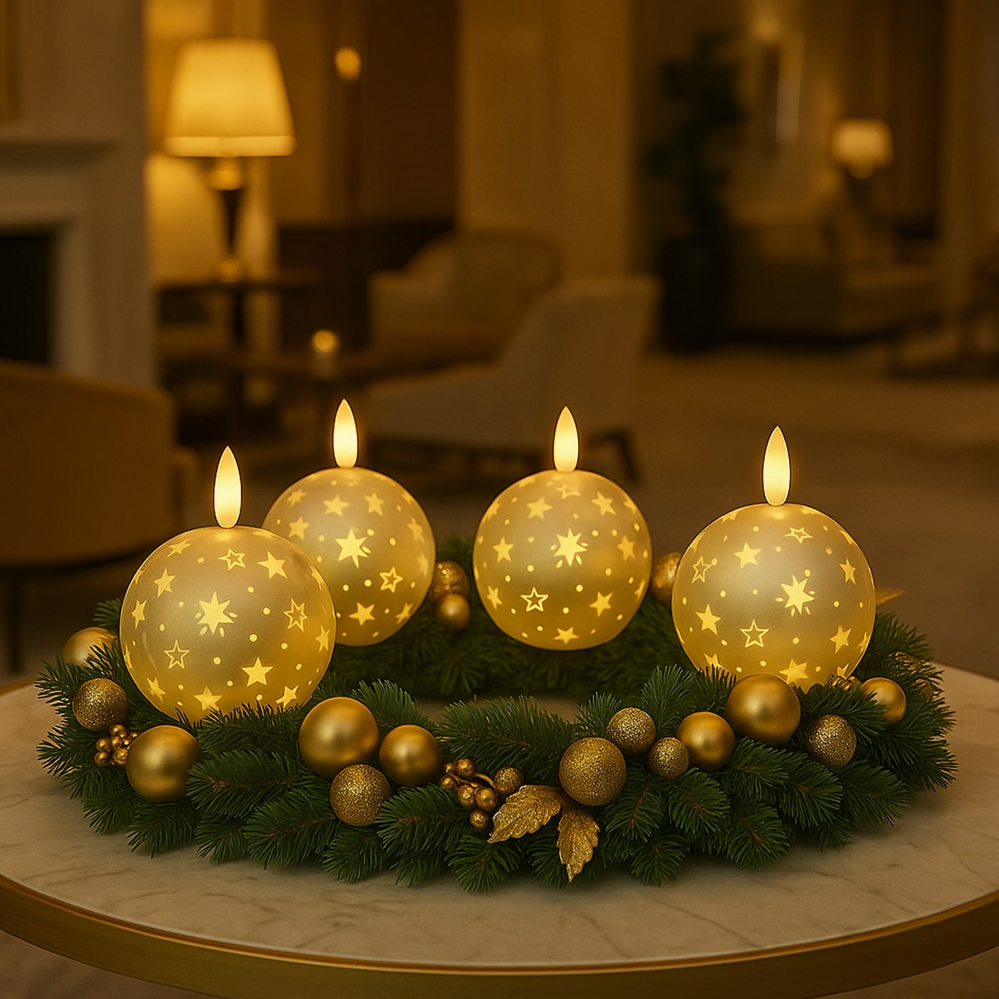 I.GE.A. LED-Kerze »Kugel-Kerze B« aus Glas batteriebetrieben mit Timer Adventskranz Adventskerzen