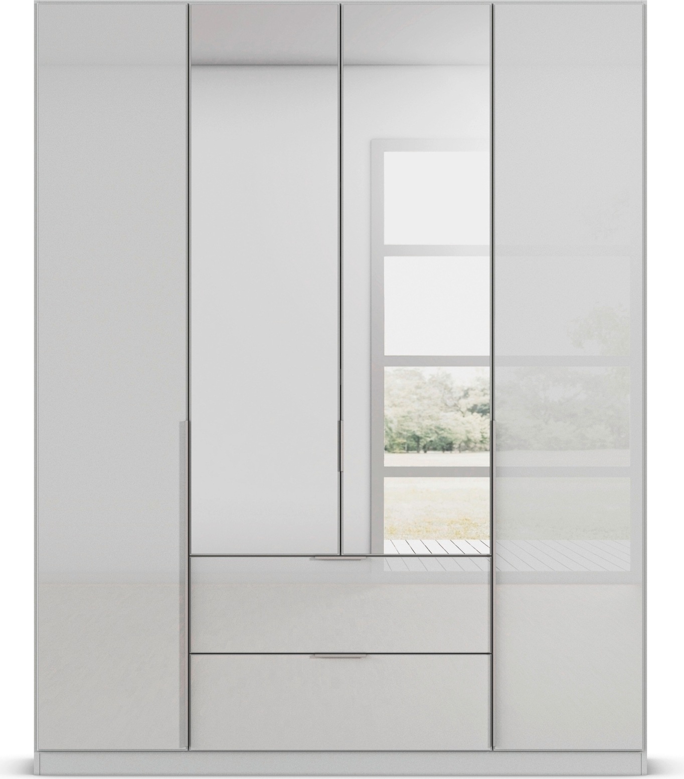 rauch Drehtürenschrank »Kleiderschrank Kleiderschränke Schrank Garderobe AGORDO mit Glasfront«, (in zwei Griff-Farben mit Glasfront), mit Außenschubkästen, in 6 Breiten und 2 Höhen MADE IN GERMANY