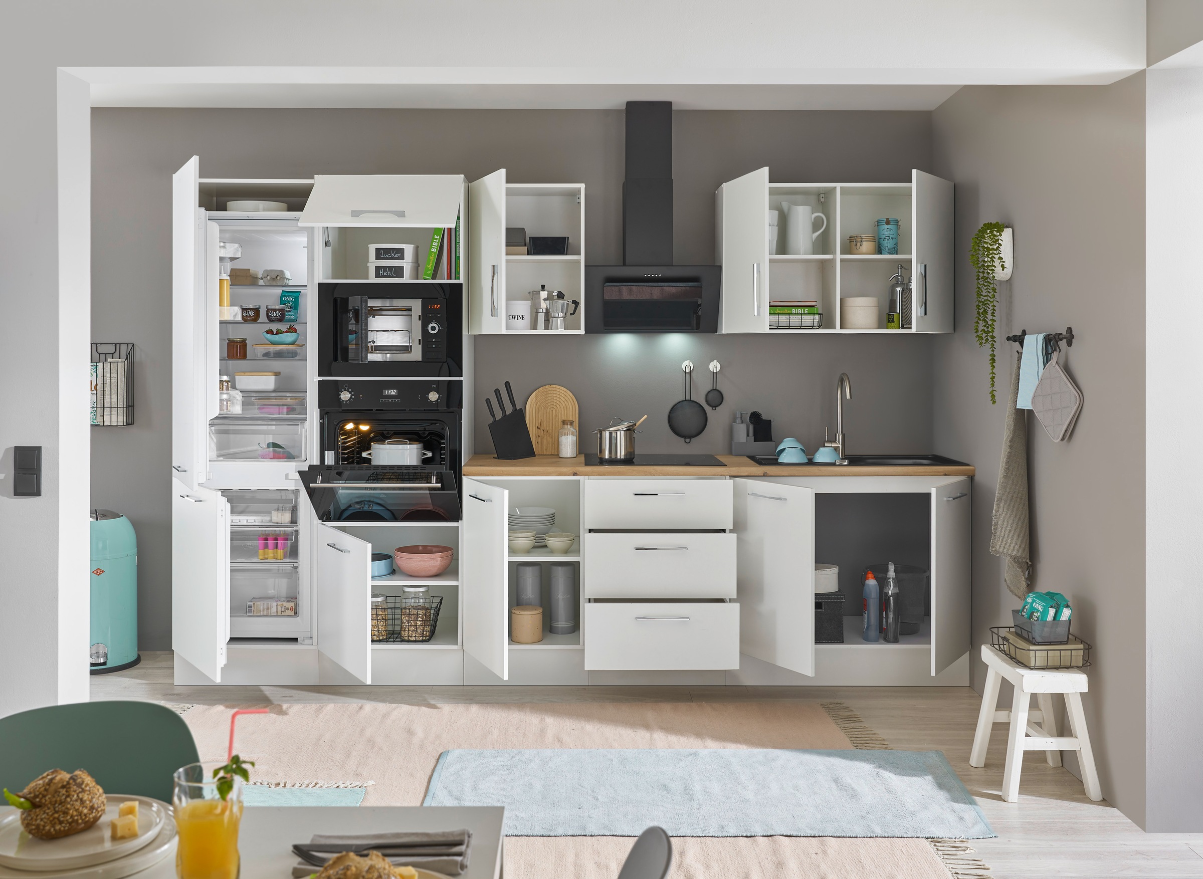 BASIC by Balculina Küchenzeile »Turin«, Breite 330 cm, wahlweise mit E-Geräten