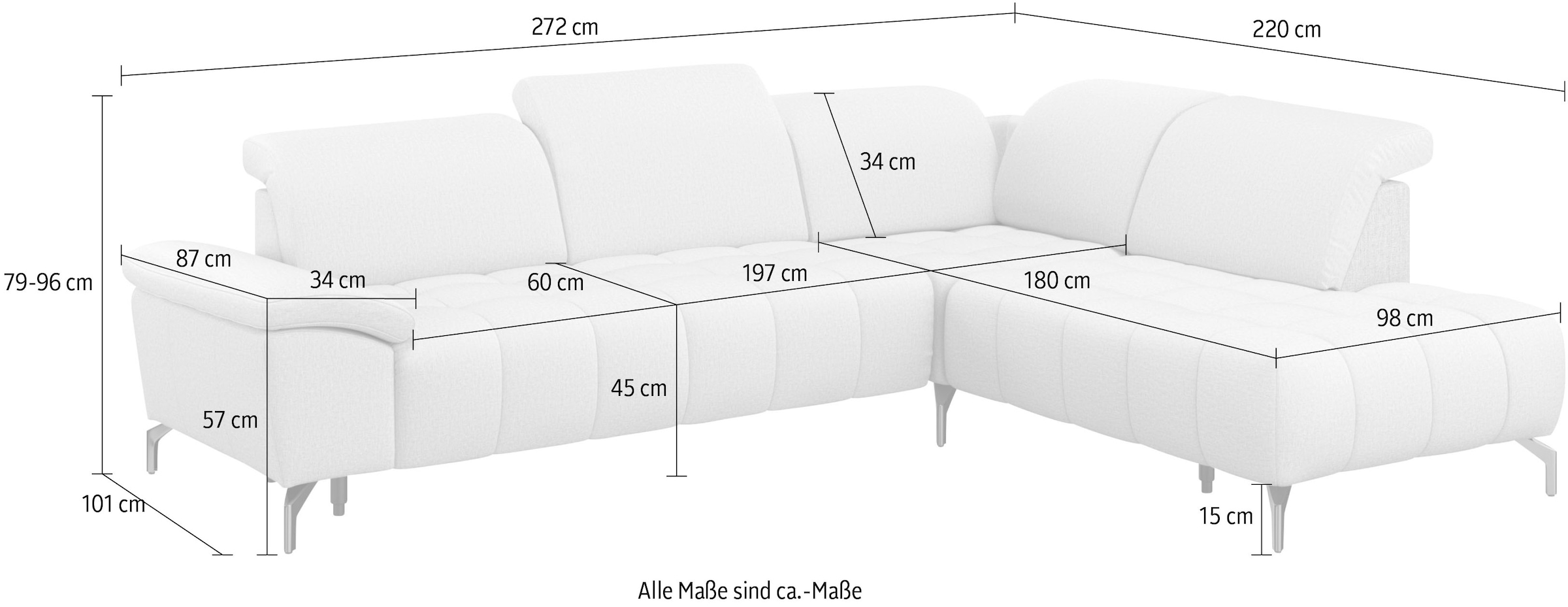 sit&more Ecksofa »Cool L-Form«, wahlweise mit Kopfteilverstellung und Vorziehsitz, motorisch