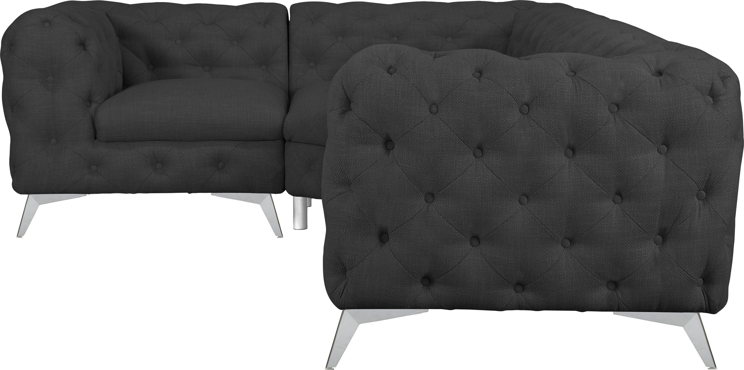 Leonique Chesterfield-Sofa »Ecksofa GLYNIS L-Form mit Wellenunterfederung, günstig online kaufen