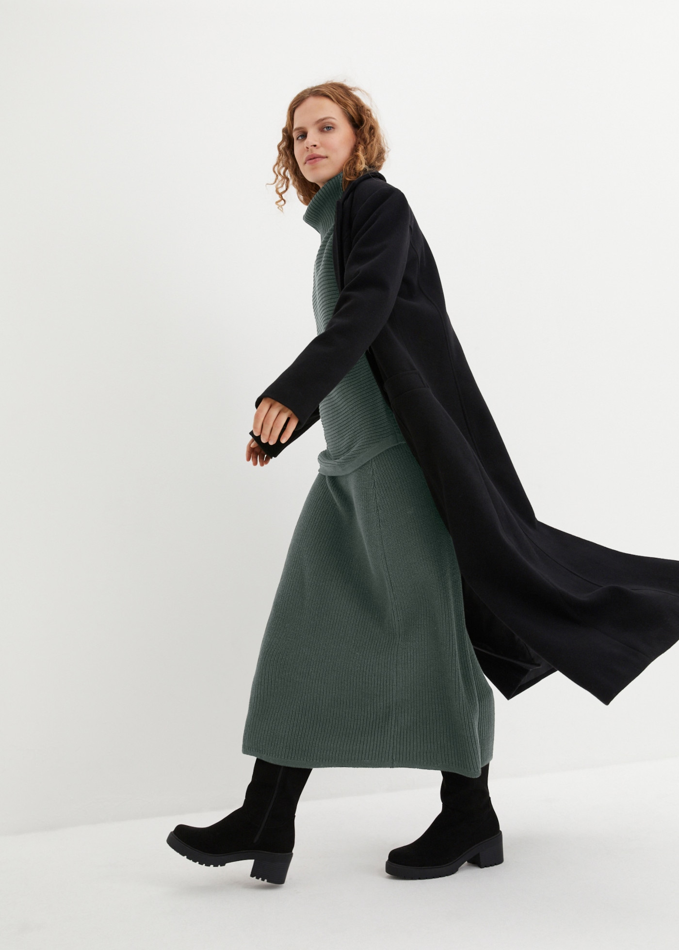 bonprix Midirock aus Baumwoll-Mix, Regular Fit, im Casual-Stil