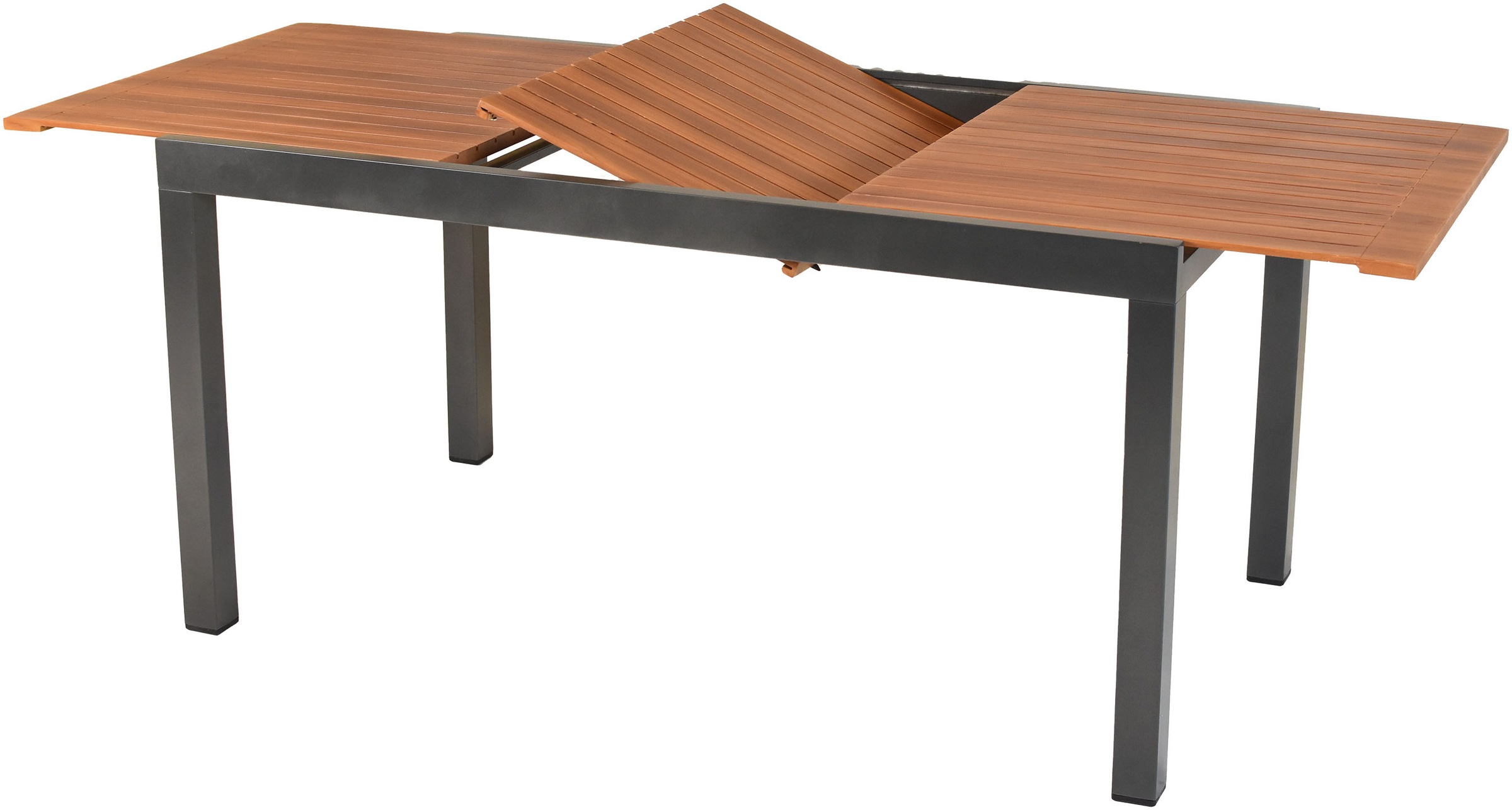 MERXX Garten-Essgruppe »»Thasos««, (Set, 5 tlg.), folierte Armlehnen und Tischplatte in Holzoptik