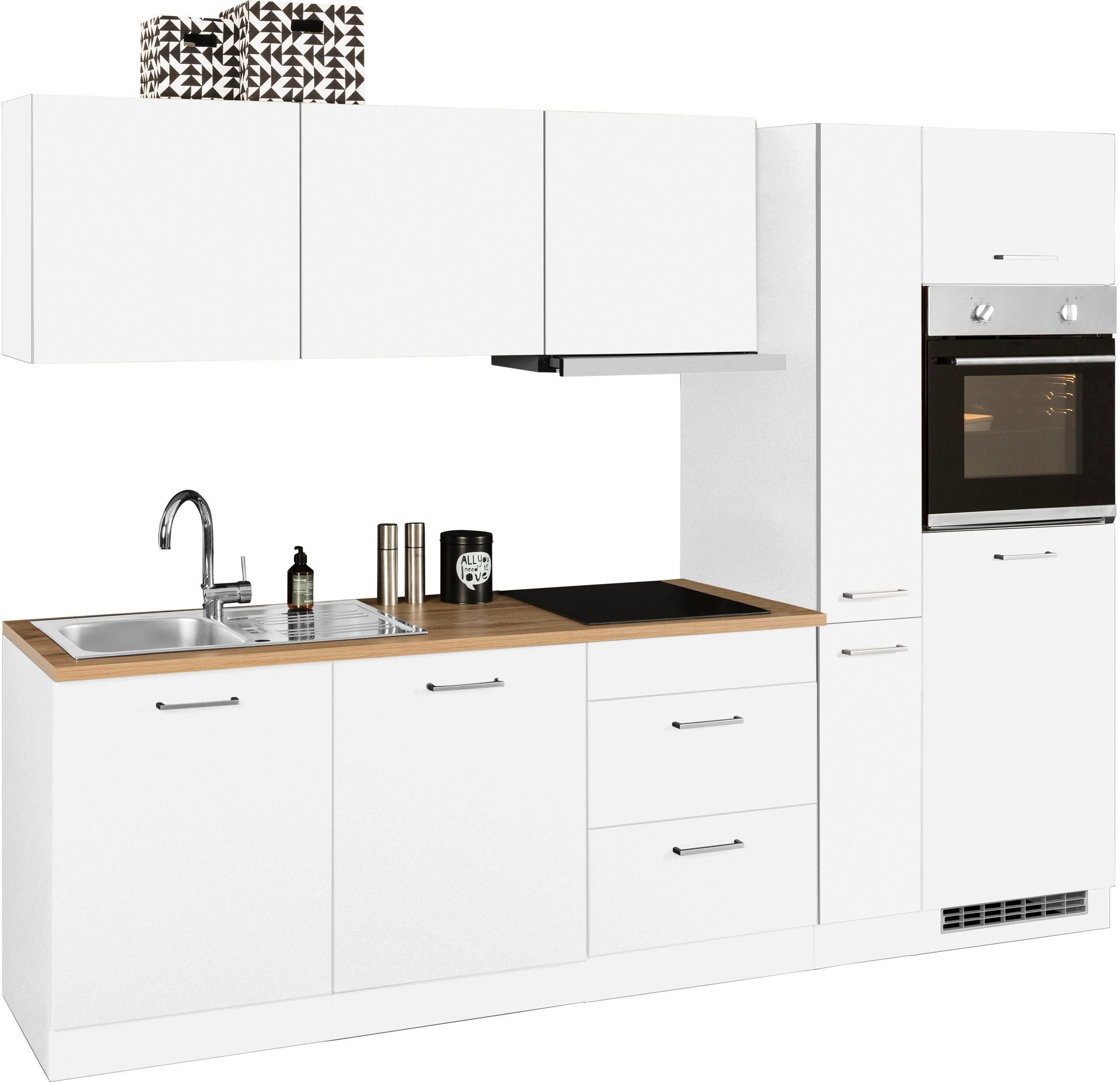 KOCHSTATION Küchenzeile »KS-Kehl«, mit E-Geräten, Breite 270 cm, inkl. Kühlschrank
