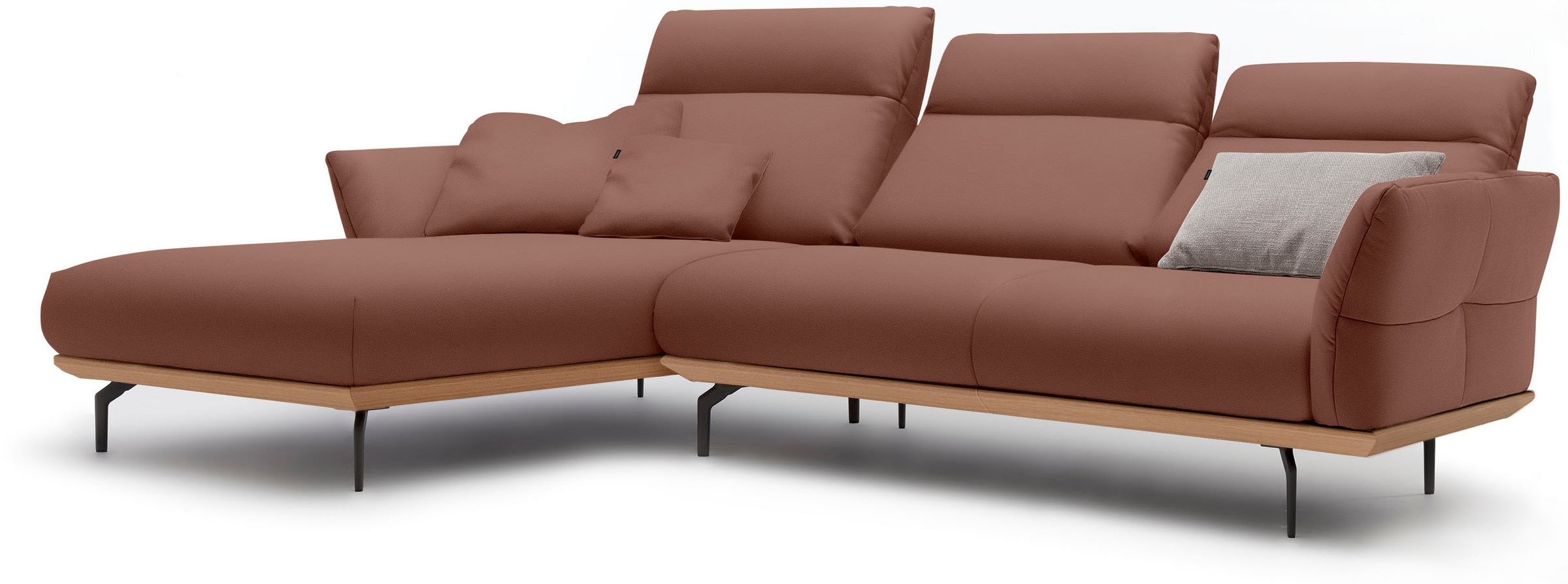 Creation BY ROLF BENZ Ecksofa »CR.460«, Sockel in Eiche, Alugussfüße in umbragrau, Breite 298 cm
