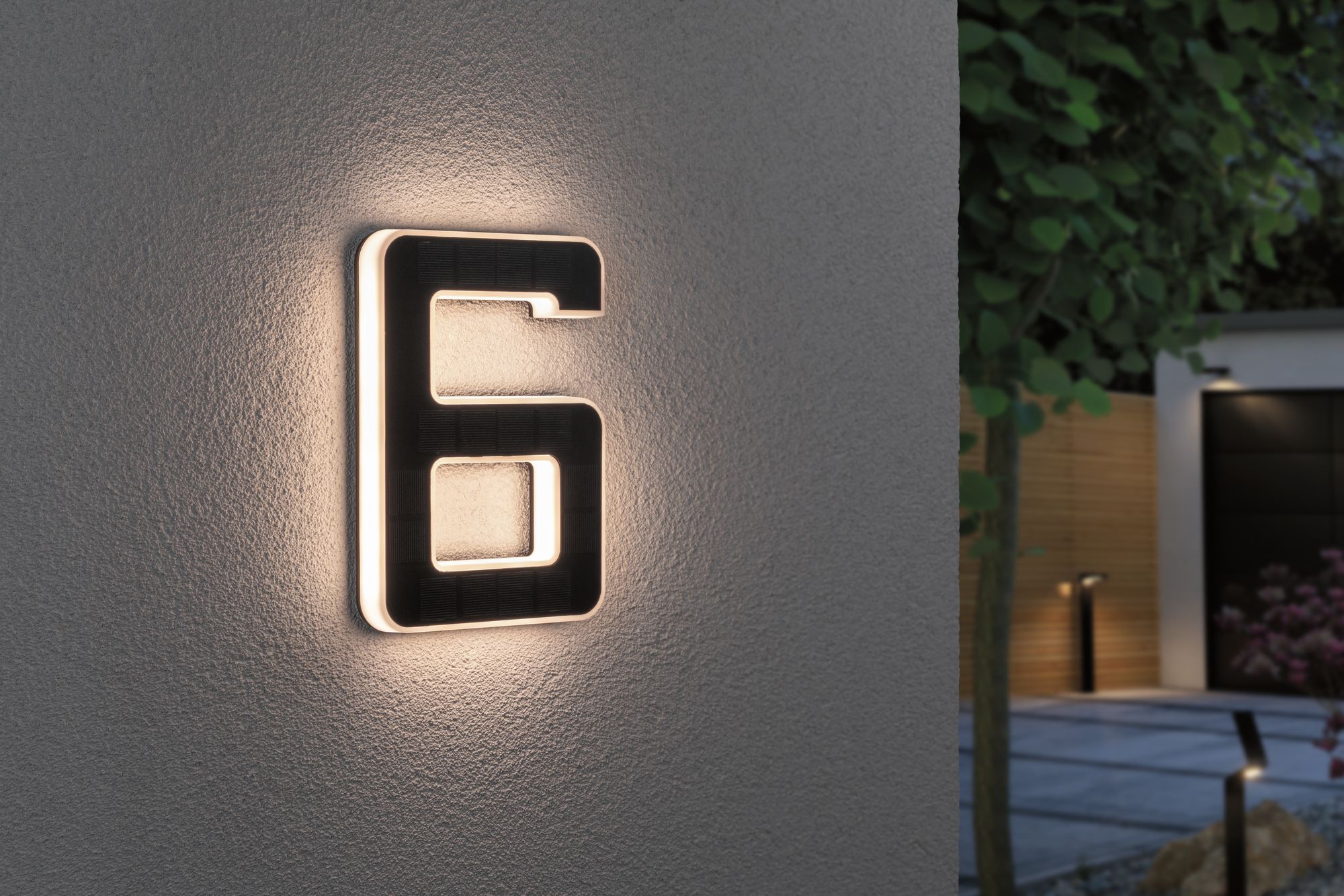 Paulmann LED Außen-Wandleuchte »Solar Hausnummer«, 1 flammig, Leuchtmittel LED-Modul | LED fest integriert, LED-Modul, Hausnummern, Buchstaben wählbar, Akku wechselbar