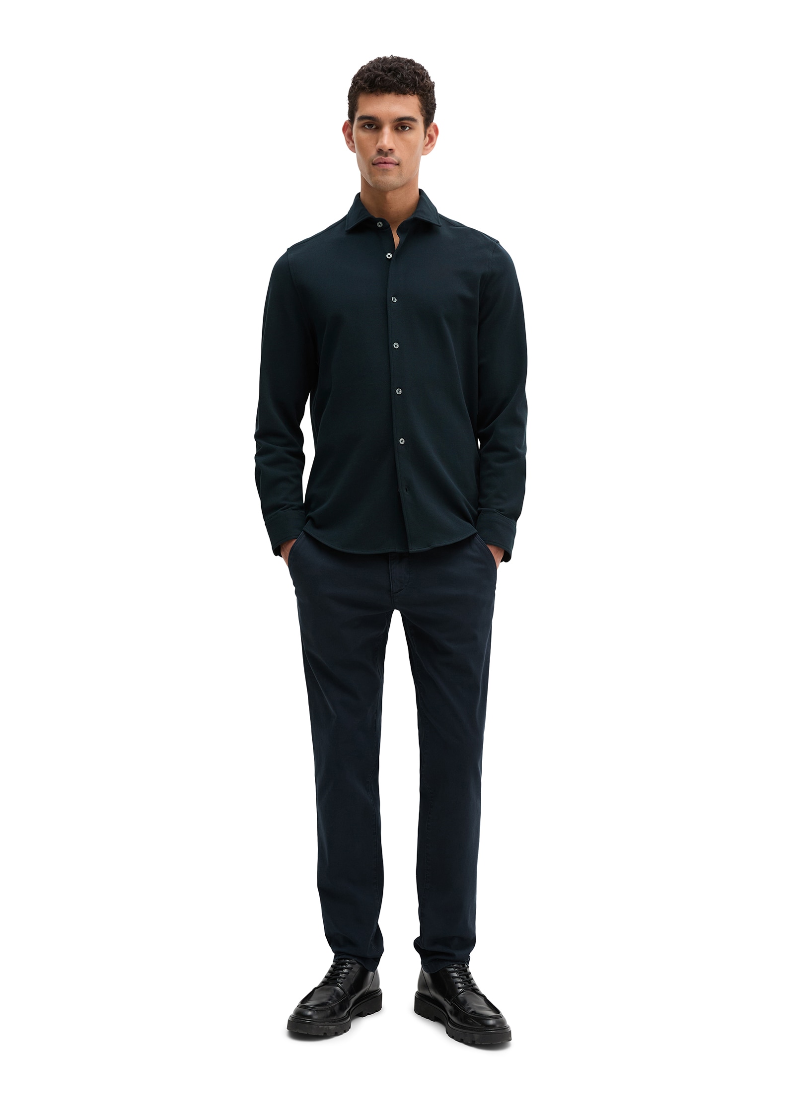 Marc O'Polo Langarmhemd Shaped Fit, mit feiner Piqué-Struktur