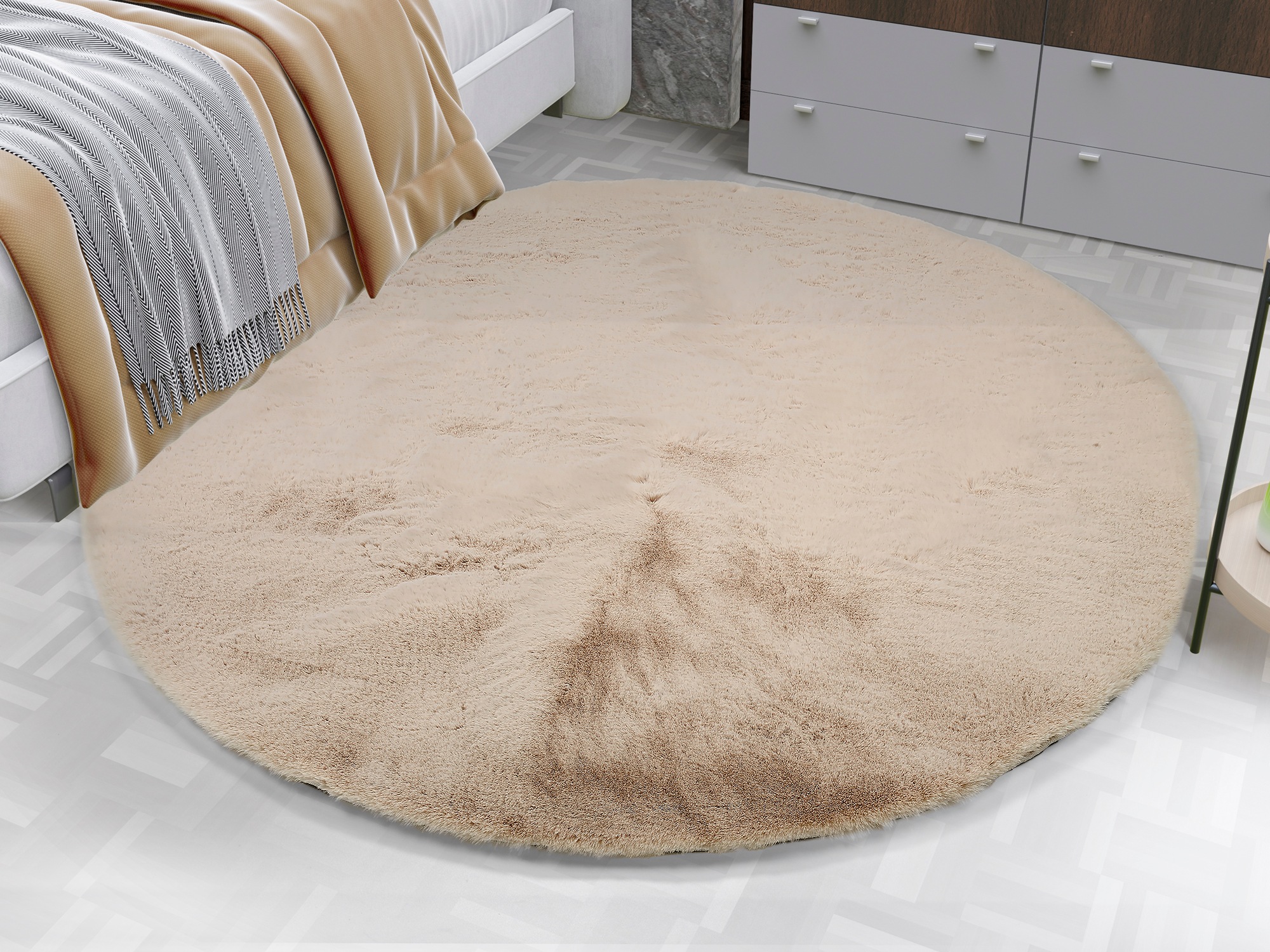 OCI DIE TEPPICHMARKE Teppich »ROCKY SOFT«, rund, 35 mm Höhe, Kunstfell, weich, kuschelig, maschinell gewebt, waschbar