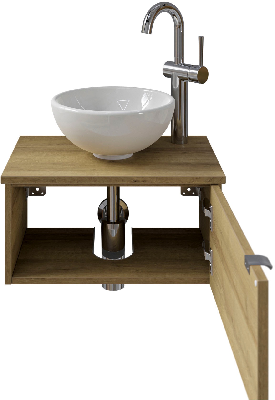 Saphir Waschtisch »Serie 6915 Waschschale mit Unterschrank für Gästebad, Gäste WC«, 51 cm breit, 1 Tür, Waschtischplatte, kleine Bäder, ohne Armatur