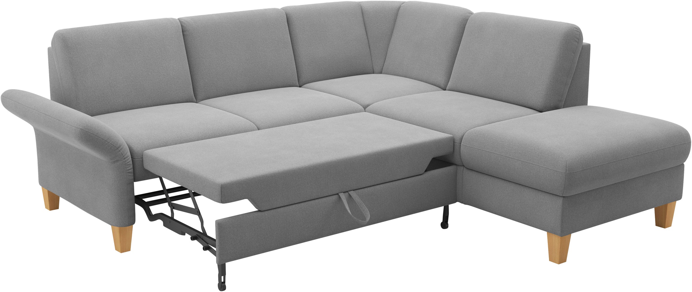Home affaire Ecksofa »Rochelle«, wahlweise mit Armlverstellung, Klappbett mit Rollen & Bettkasten