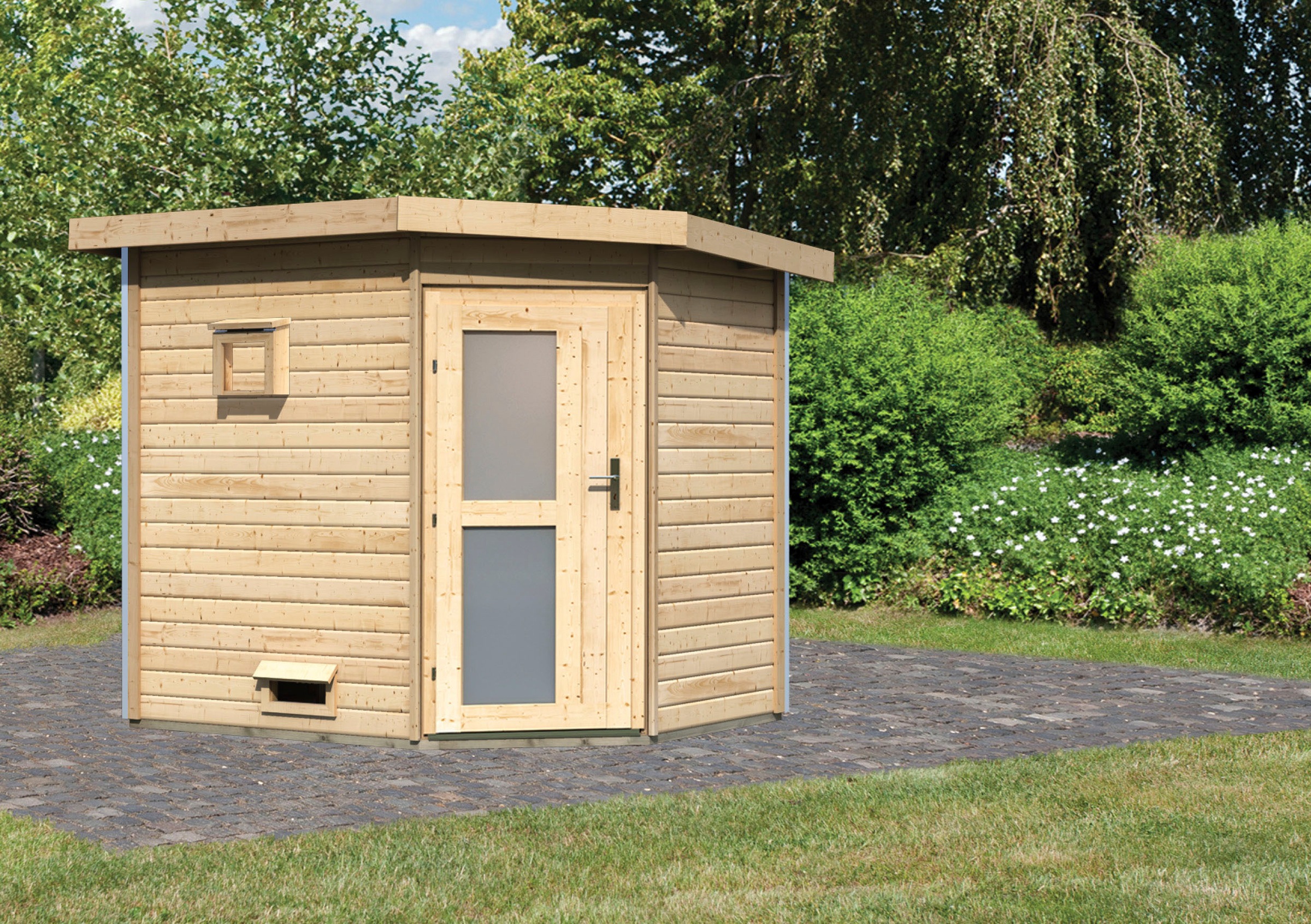 Karibu Saunahaus »Tore« Milchglastür günstig online kaufen