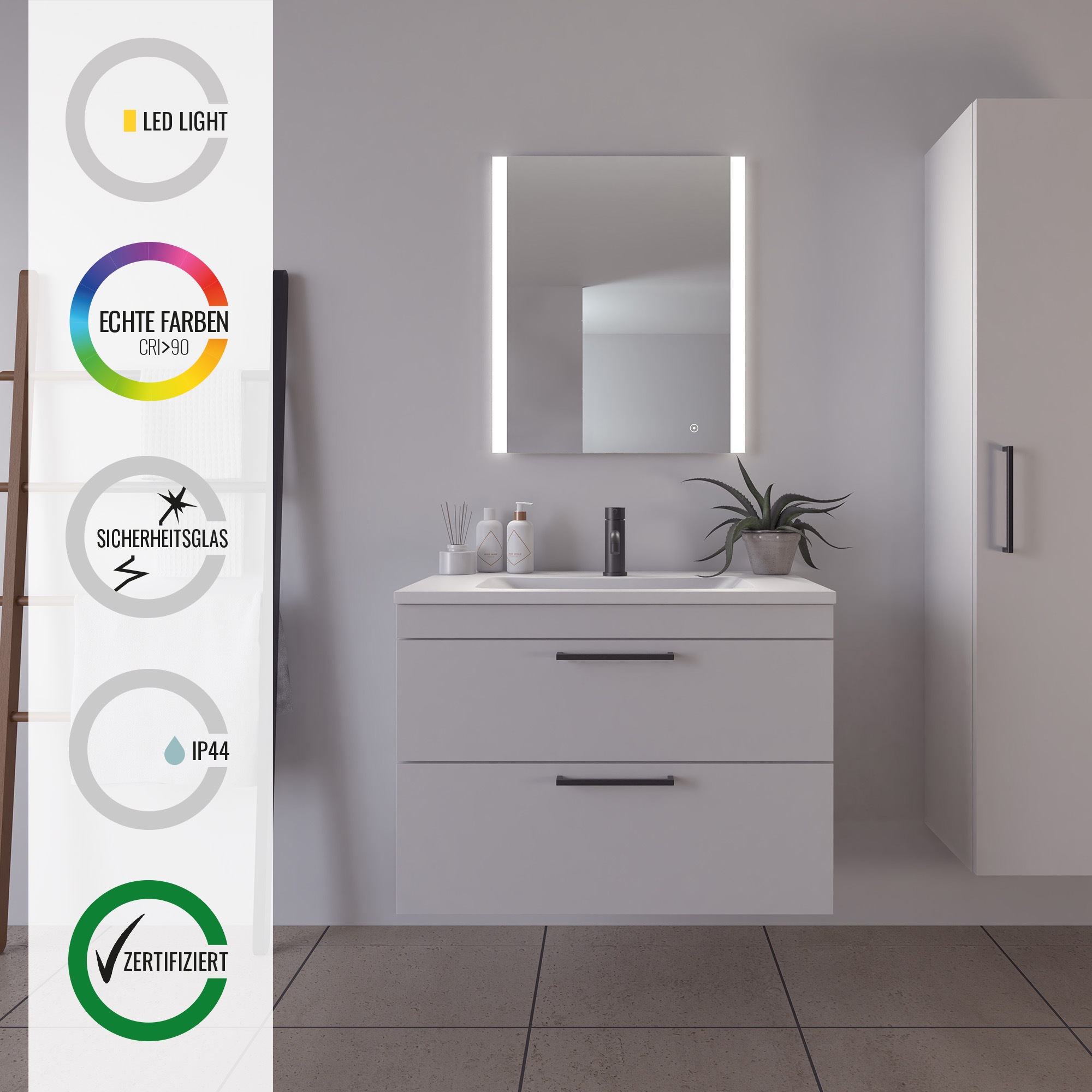 Badspiegel »Vega«, (1 St.), IP44, warmweiß günstig online kaufen
