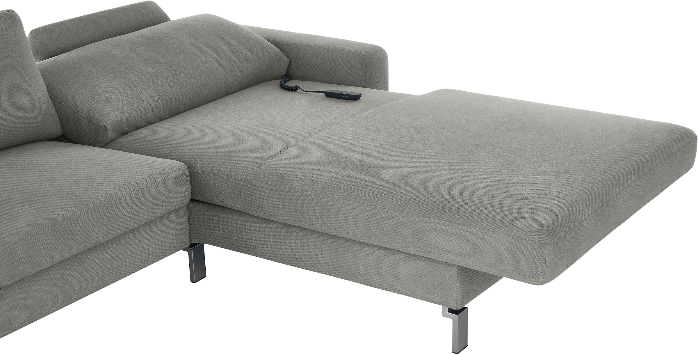 3C Candy Ecksofa »Lecce, wahlweise PUR-Schaumstoff oder Tonnentaschenfederkern«, Bett im 2,5-Sitzer, teilmotorische Schlaffunktion im Longchair, L-Form