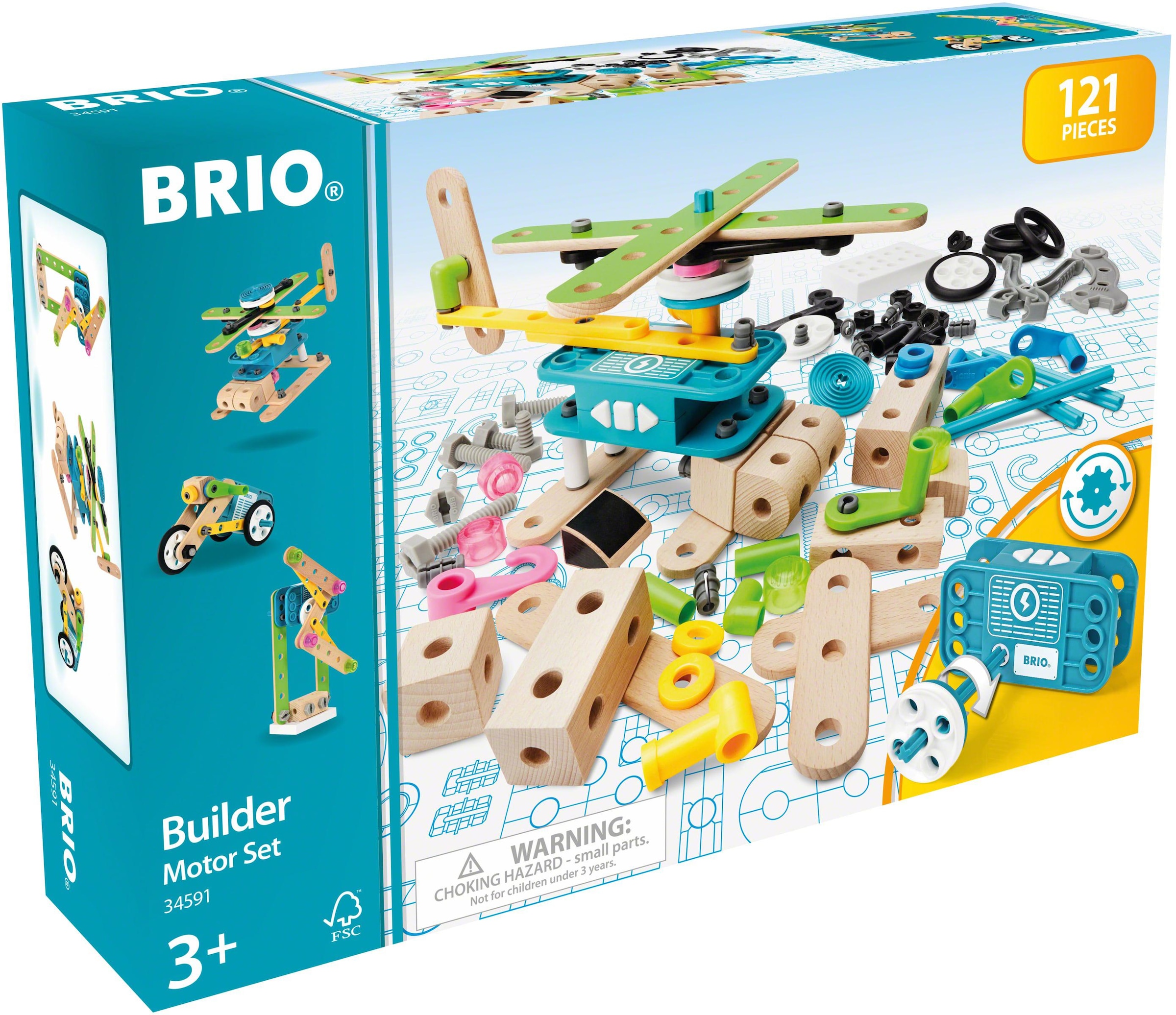 BRIO® Konstruktions-Spielset »Builder Motor-Set«, (121 St.), mit batteriebetreibenem Motor; FSC® - schützt Wald - weltweit