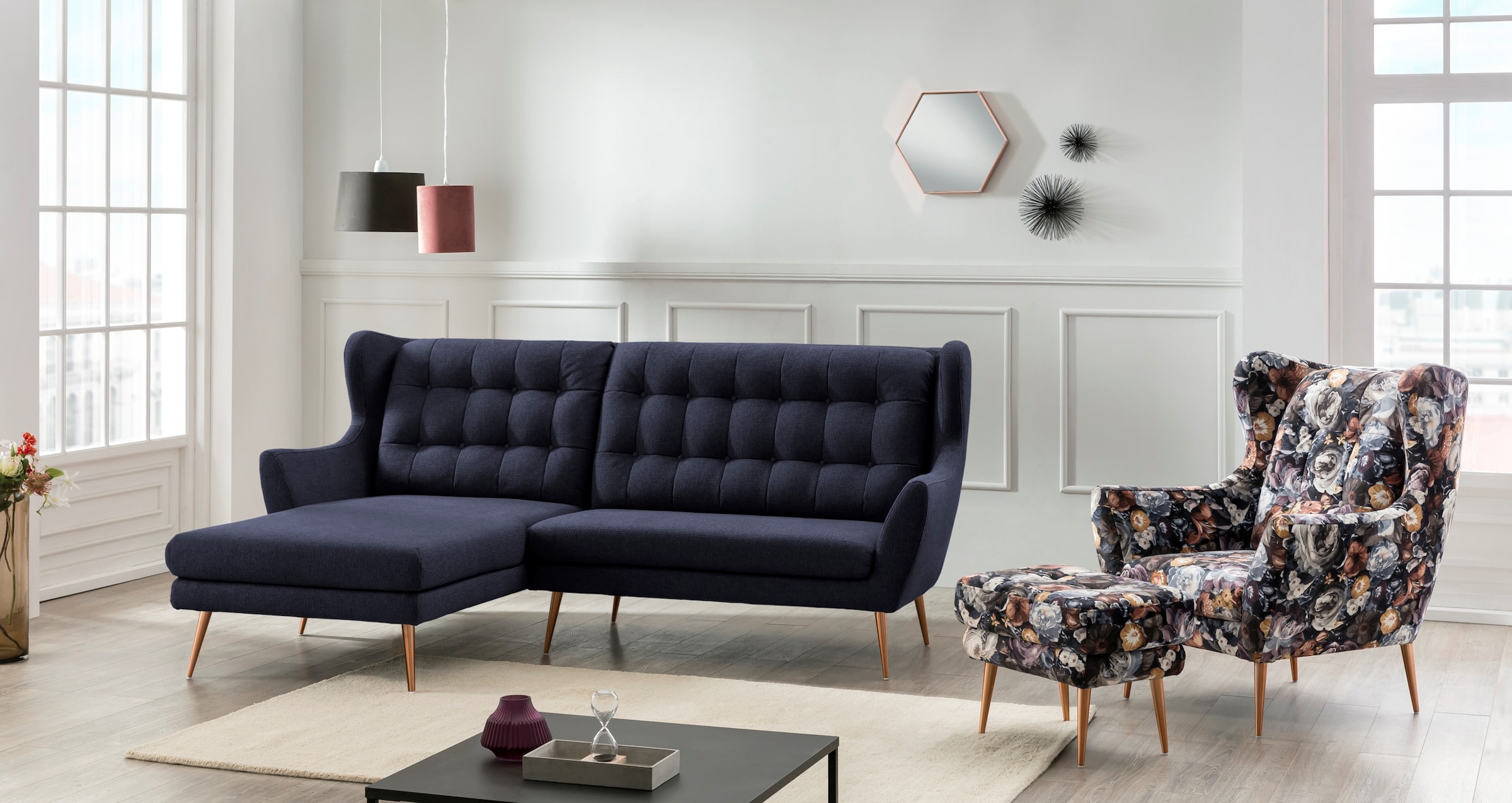 Home affaire Ecksofa »Henry Louanne, L-Form« wahlweise mit Messingfüßen günstig online kaufen