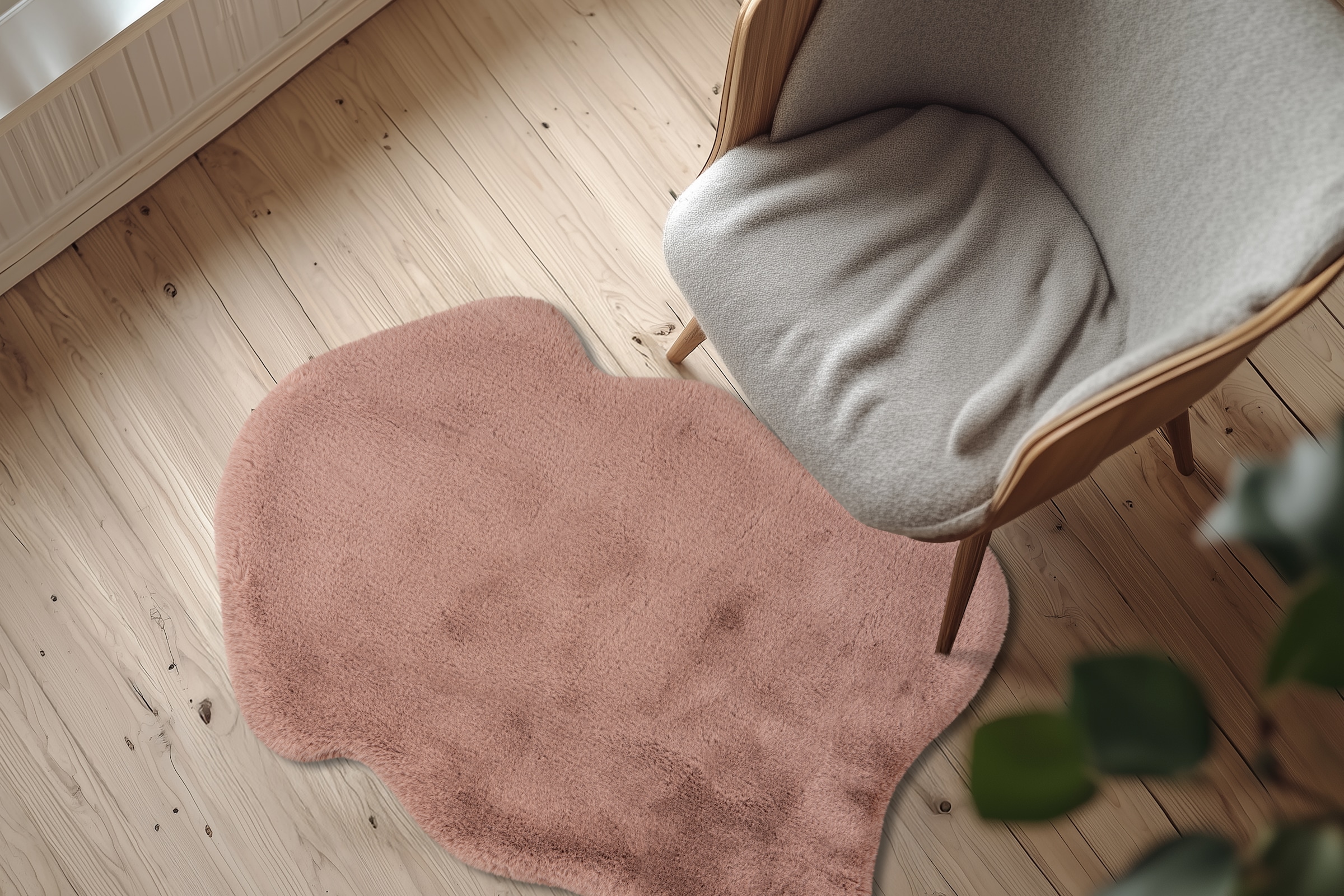 Obsession Fellteppich »Infinity 201« fellförmig 40 mm Höhe Kunstfell, Uni Farben, Kaninchenfell Haptik, supersoft