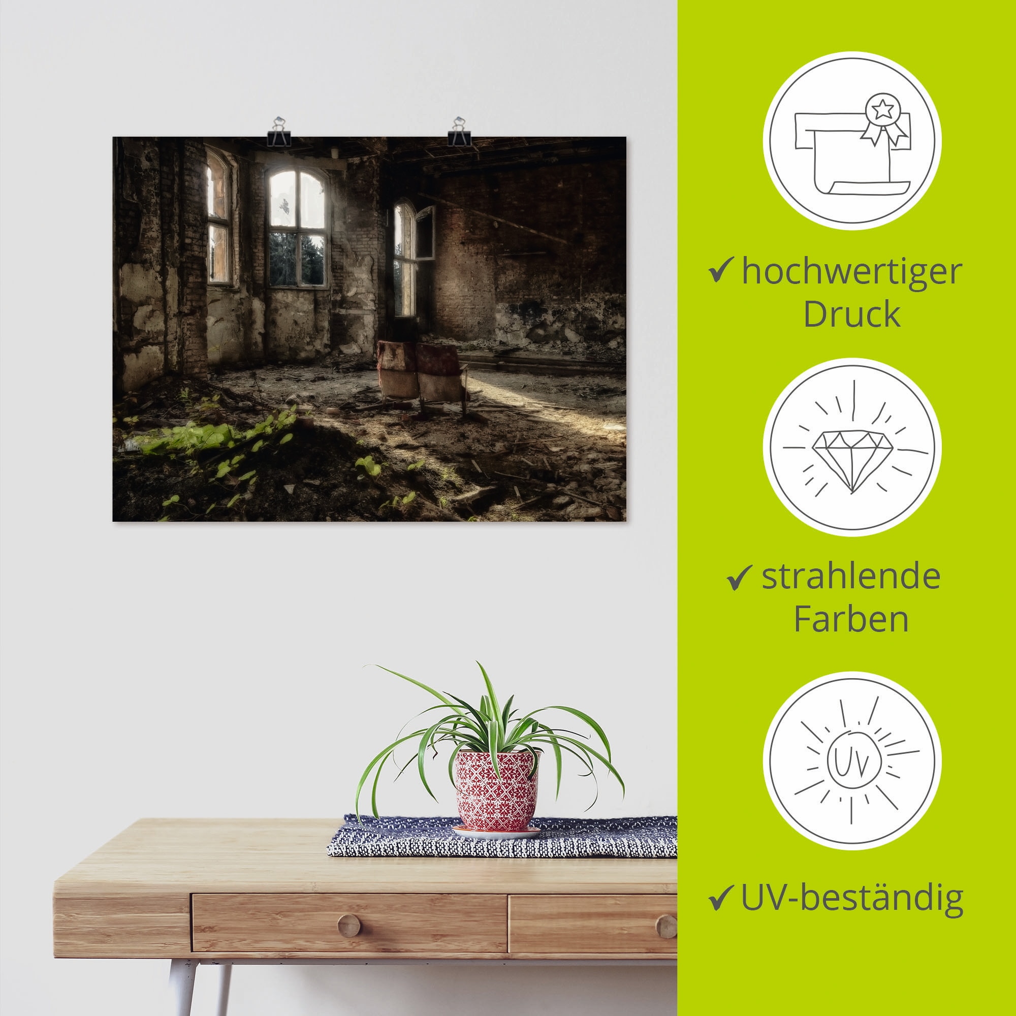 Artland Wandbild »Lost Place - für immer«, Gegenstandslos, (1 St.), als Leinwandbild, Poster in verschied. Größen