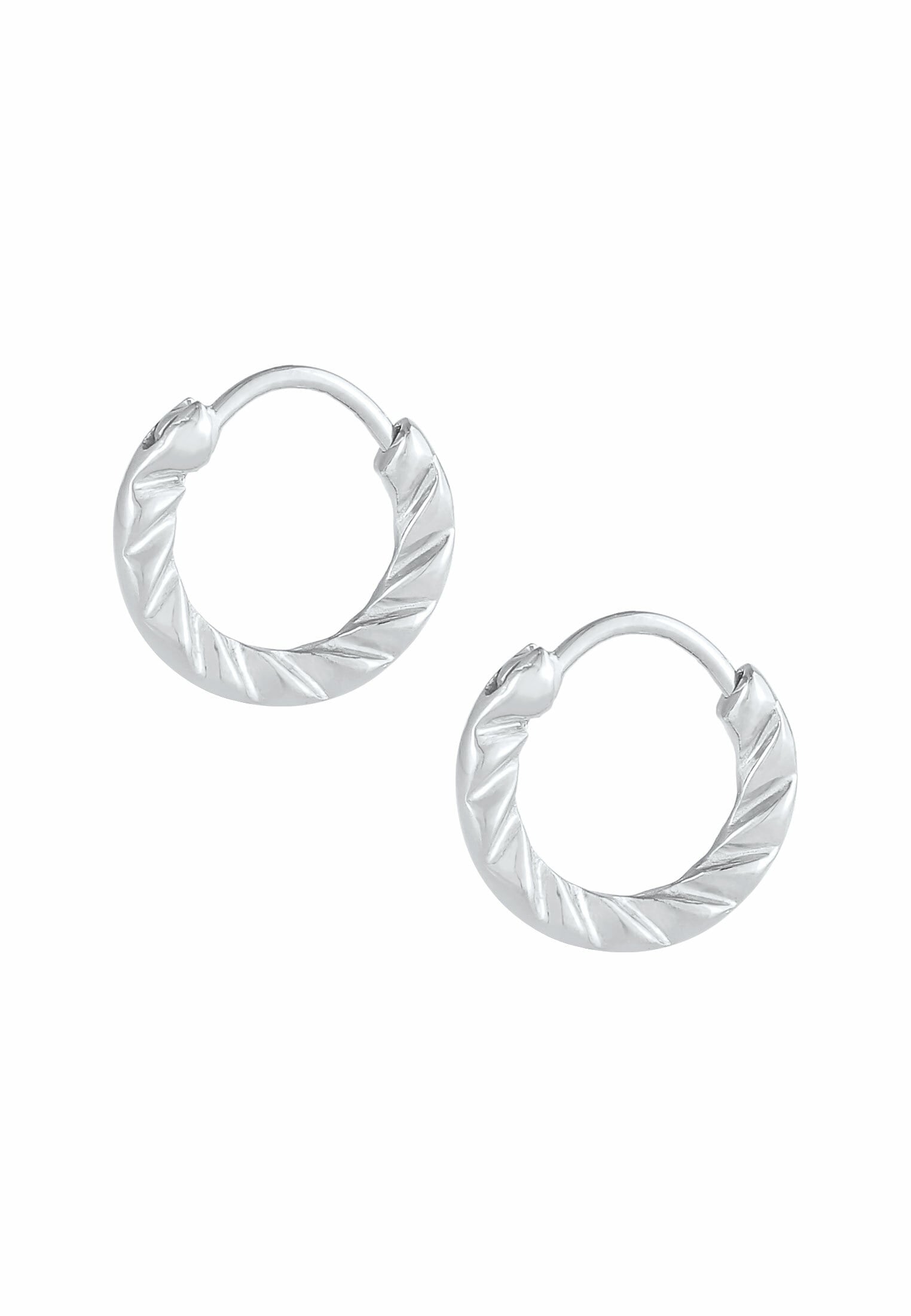 Elli Paar Creolen »Mini Creolen Strukturiert Basic 925 Silber«