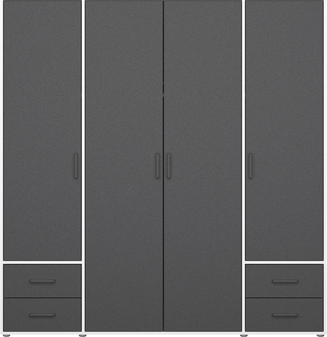 rauch Drehtürenschrank »Kleiderschrank Schrank Garderobe Wäscheschrank VOYAGER«, (in 3 verschiedenen Ausstattungen BASIC/CLASSIC/PREMIUM), moderne Griffe in Graumetallic mit Außenschubkästen MADE IN GERMANY