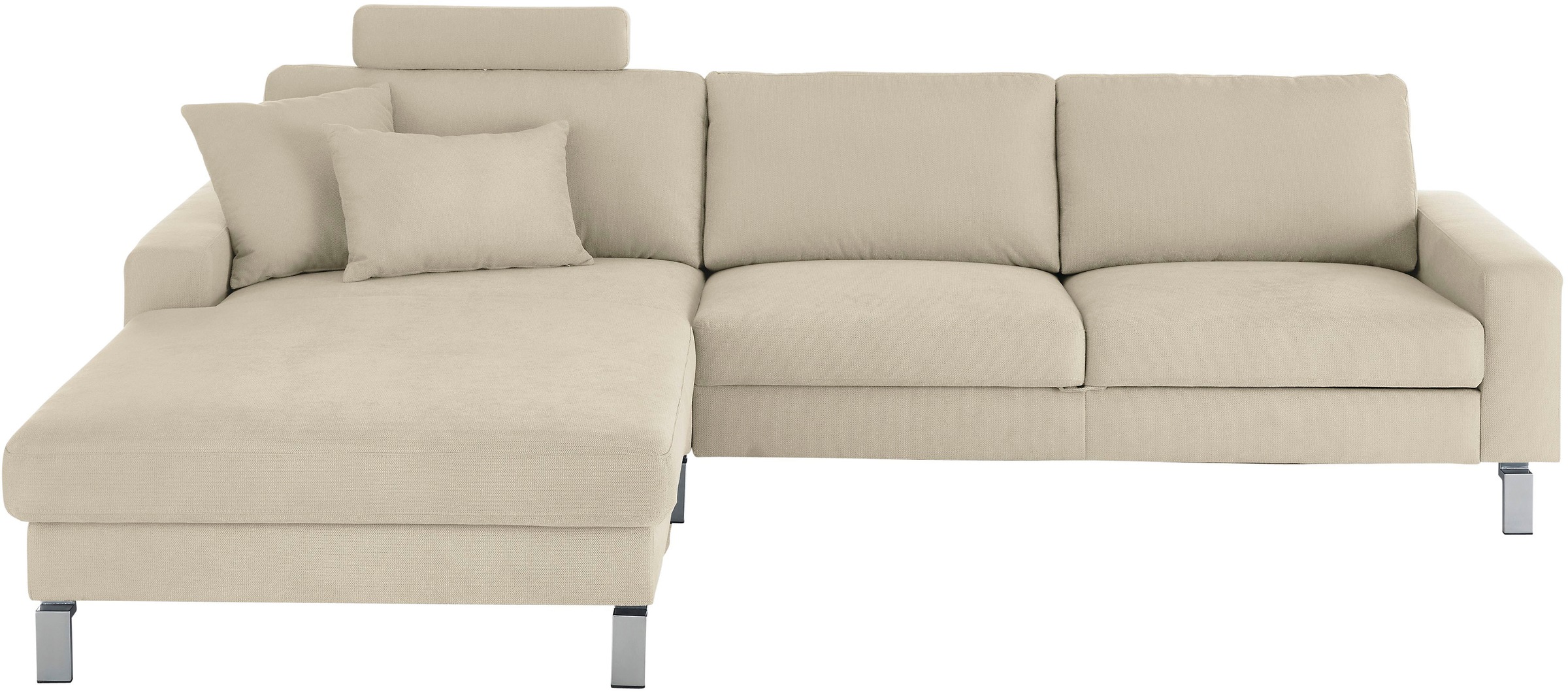 3C Candy Ecksofa »Lecce, wahlweise PUR-Schaumstoff oder Tonnentaschenfederkern« Bett im 2,5-Sitzer, teilmotorische Schlaffunktion im Longchair, L-Form