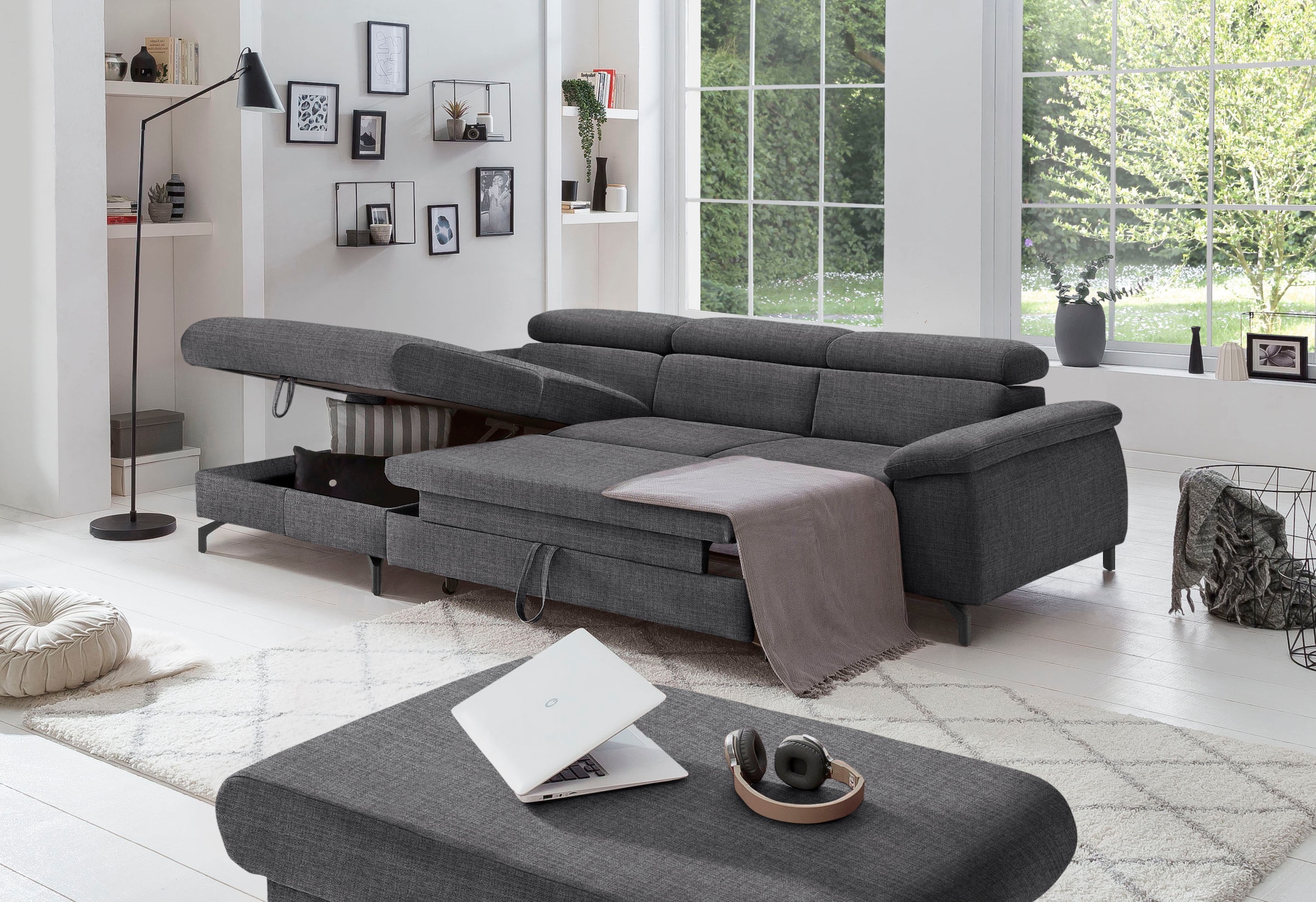 COTTA Ecksofa »Kitty L-Form«, inkl. Kopfteilverstellung, optional mit Bettfunktion u. Bettkasten