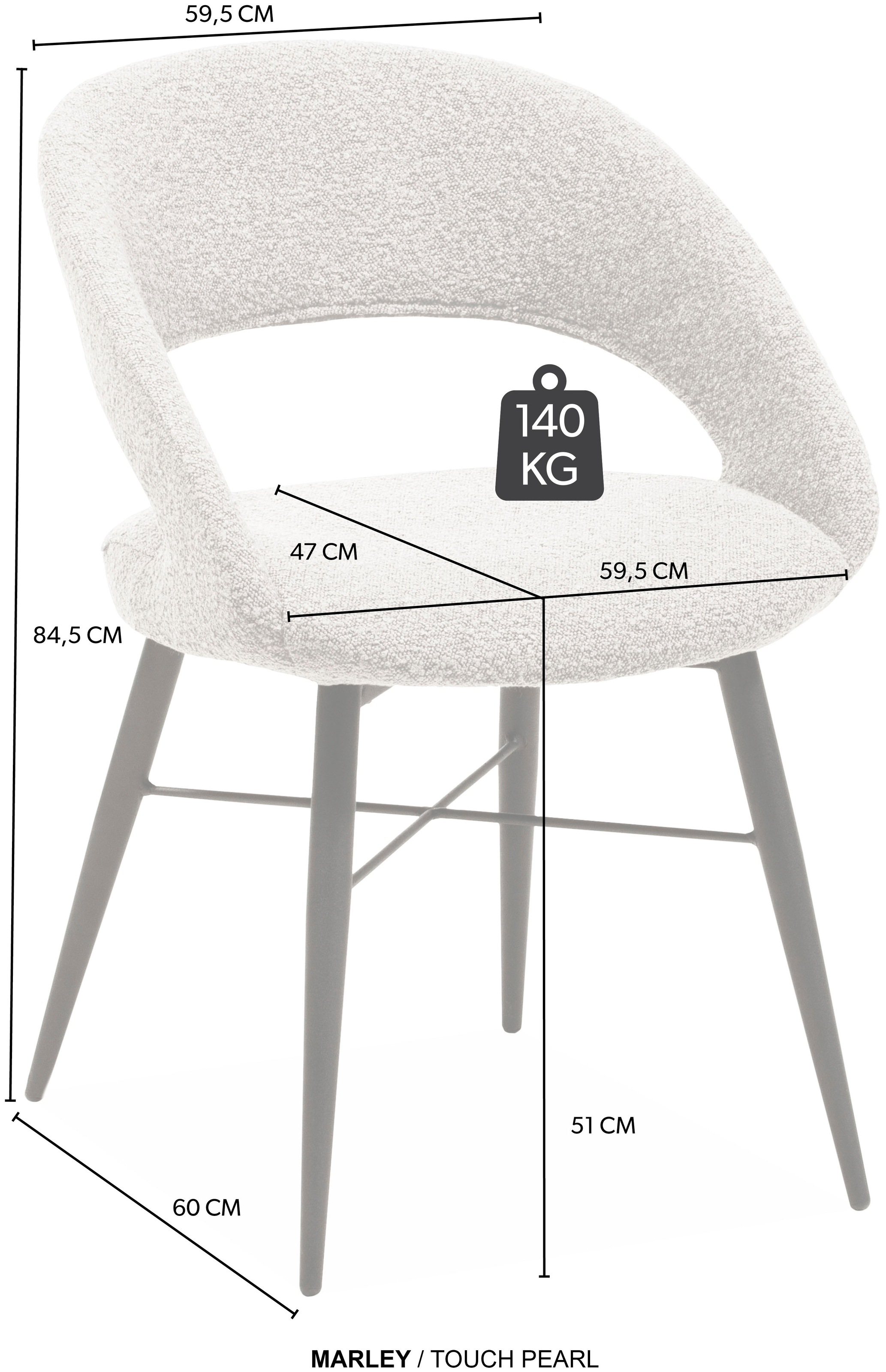 OMG Design Esszimmerstuhl »Marley«, (Set), 1 St., Stoff, mit modernem Cut-Out, Bouclé Bezug