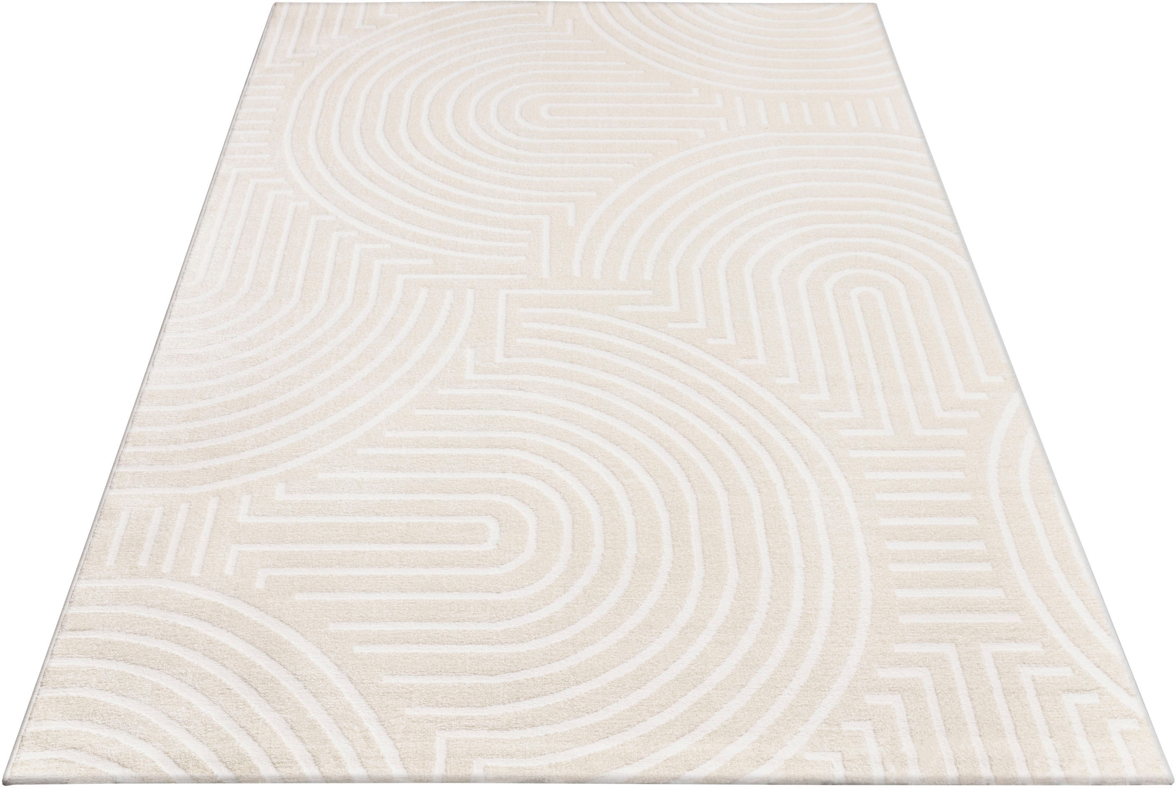 Paco Home Teppich »Luzern 654«, rechteckig, 13 mm Höhe, Kurzflor, Uni Farben, Hoch-Tief-Struktur, Scandi Design