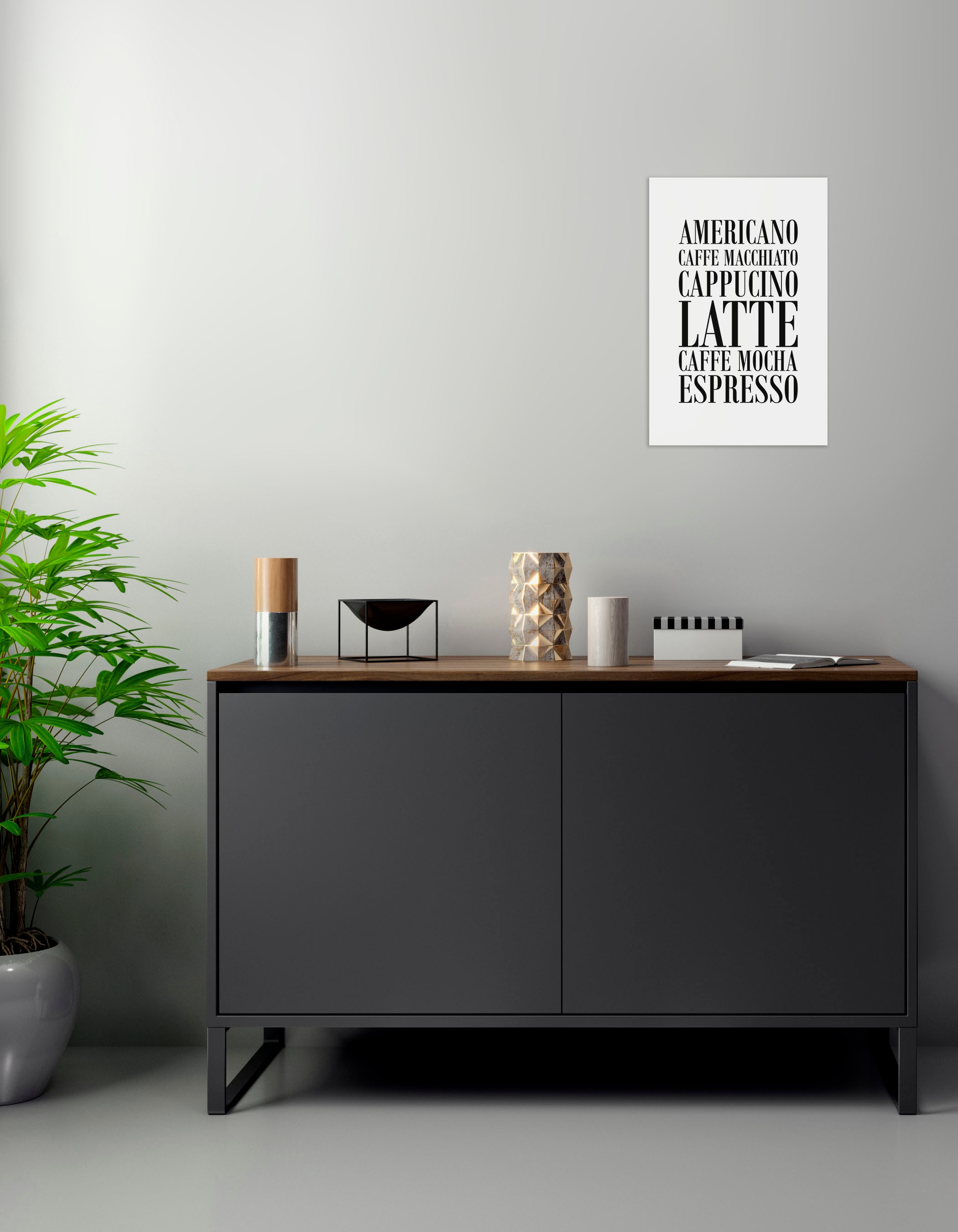 queence Wanddekoobjekt »Kaffee, Cappucino, Expresso ...«, Schriftzug auf  Stahlblech auf Rechnung bestellen | Wandobjekte