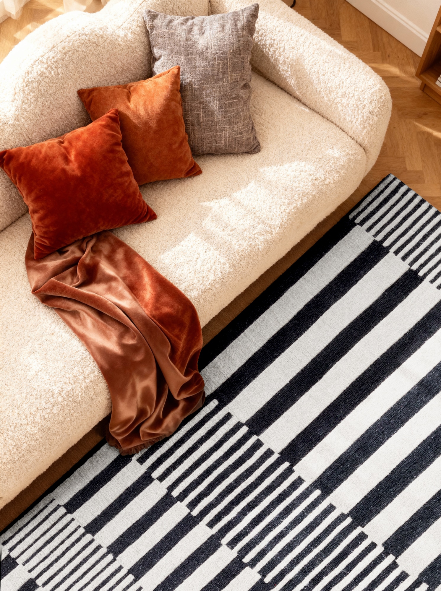 ELLE DECORATION Wollteppich »Pulse« rechteckig 12 mm Höhe Wolle, Natur, Wohnzimmer, Schlafzimmer, Modern, Geometrisch, Streifen