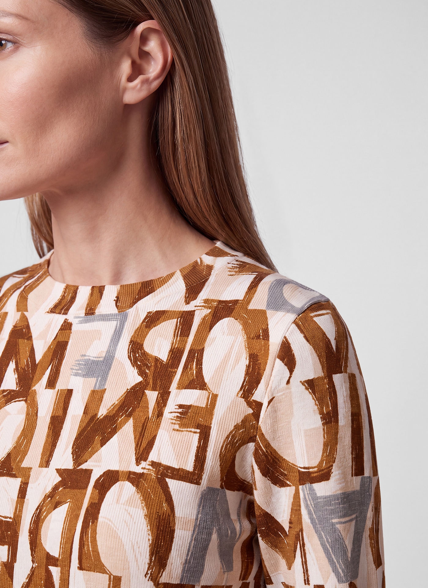Rabe Langarmshirt mit Allover-Print und Stehkragen
