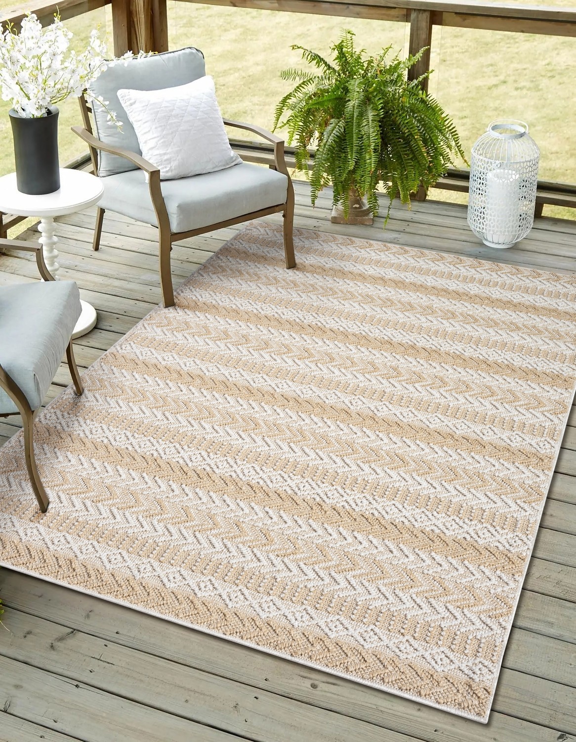 Myflair Möbel & Accessoires Teppich »Piazza Lagerräumung«, rechteckig, 8 mm Höhe, modernes Design, gestreift, In & Outdoor geeignet, Balkon, Terrasse