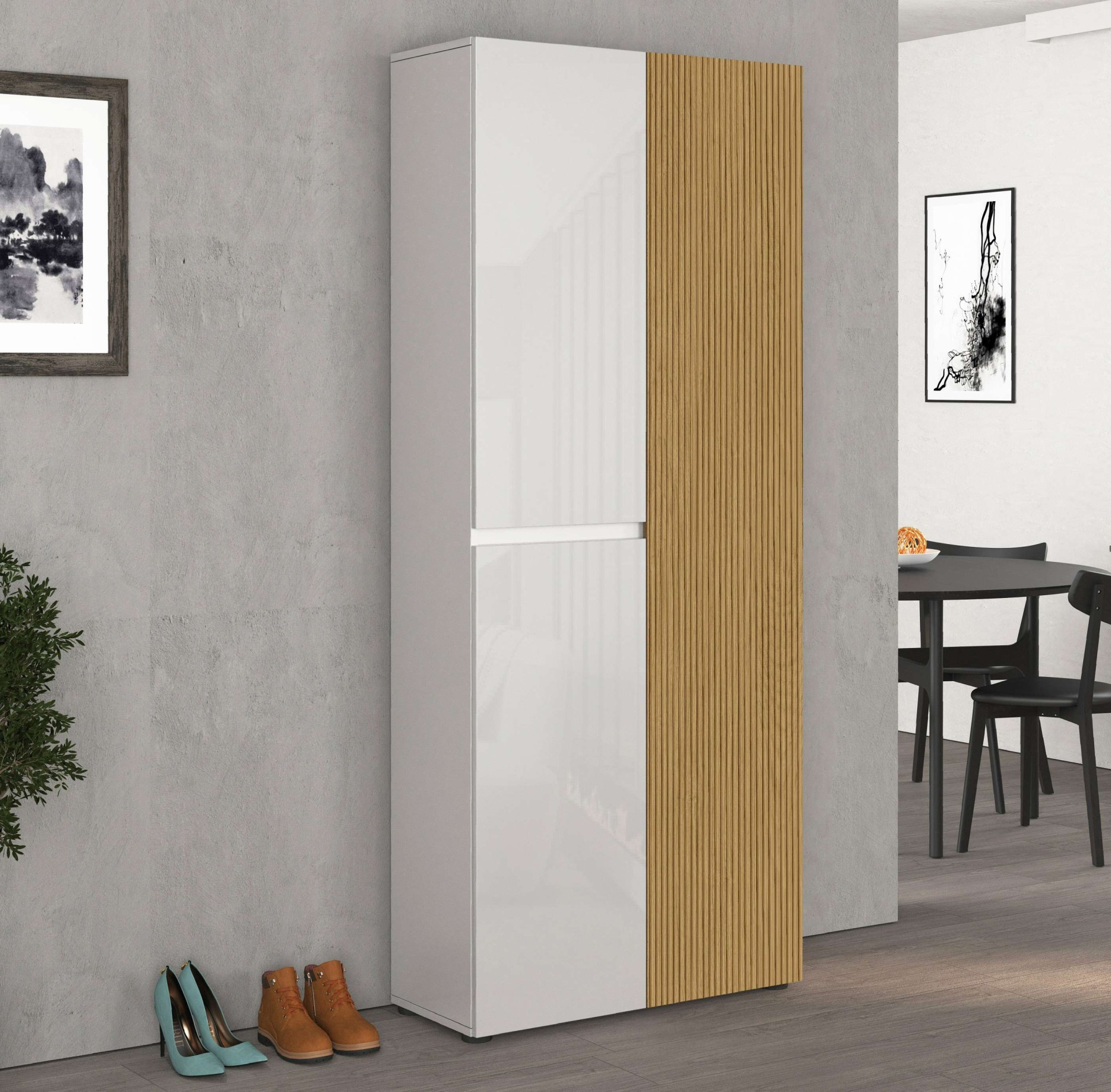 INOSIGN Schuhschrank »LADY, Schuhkommode,Schuhmöbel,Schuhablage,Schuhregal«, mit 10 Einlegeböden, 12 Fächer, Tür mit Rillenoptik, ca.36 paar Schuhe