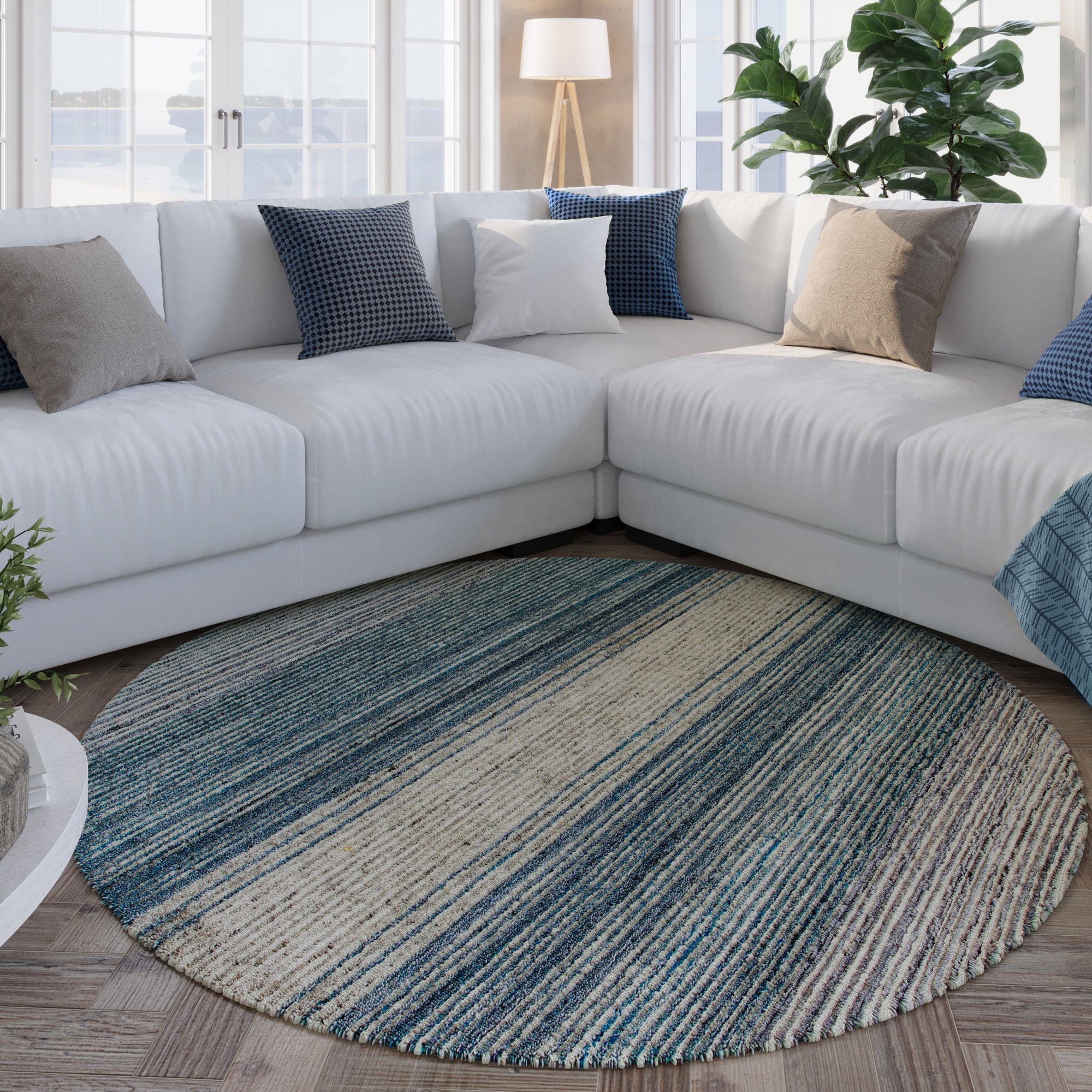 Wecon home Teppich »Hamptons TWENTYFOUR«, rund, 10 mm Höhe, Kurzflor, Wohnz günstig online kaufen