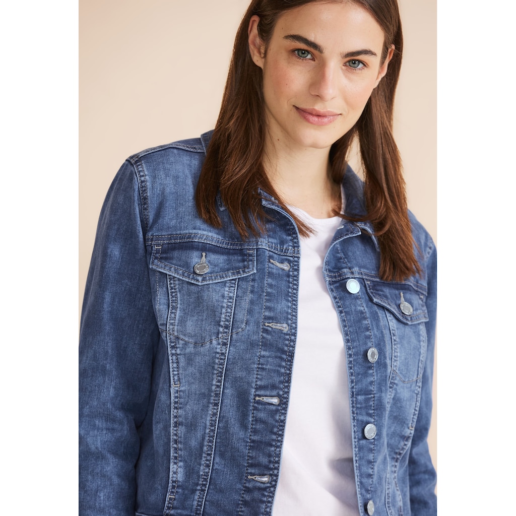 STREET ONE Jeansblazer, in mittelblauer Waschung