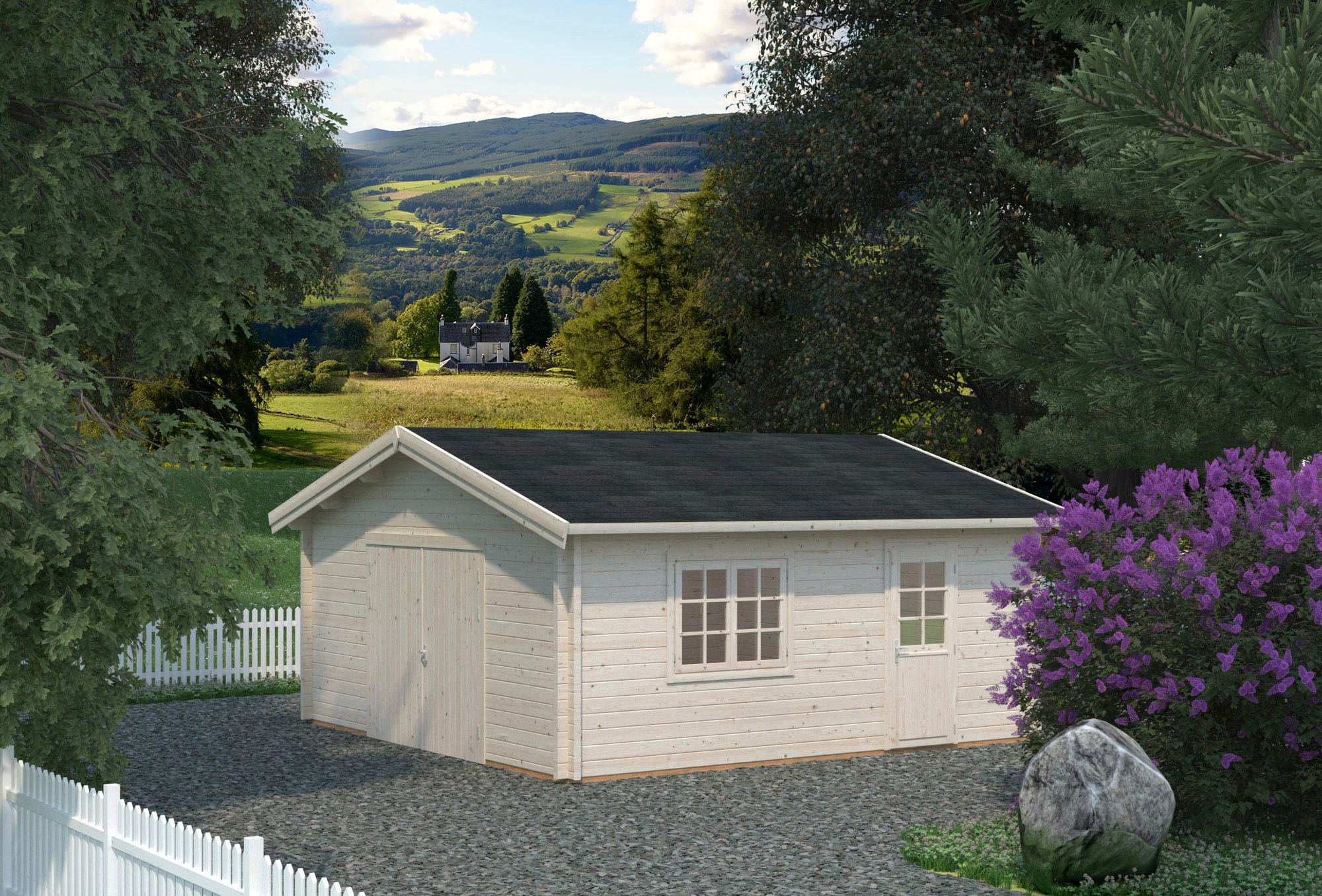 Palmako Garage »Roger«, BxTxH: 622x596x312 cm, mit Holztor, naturbelassen