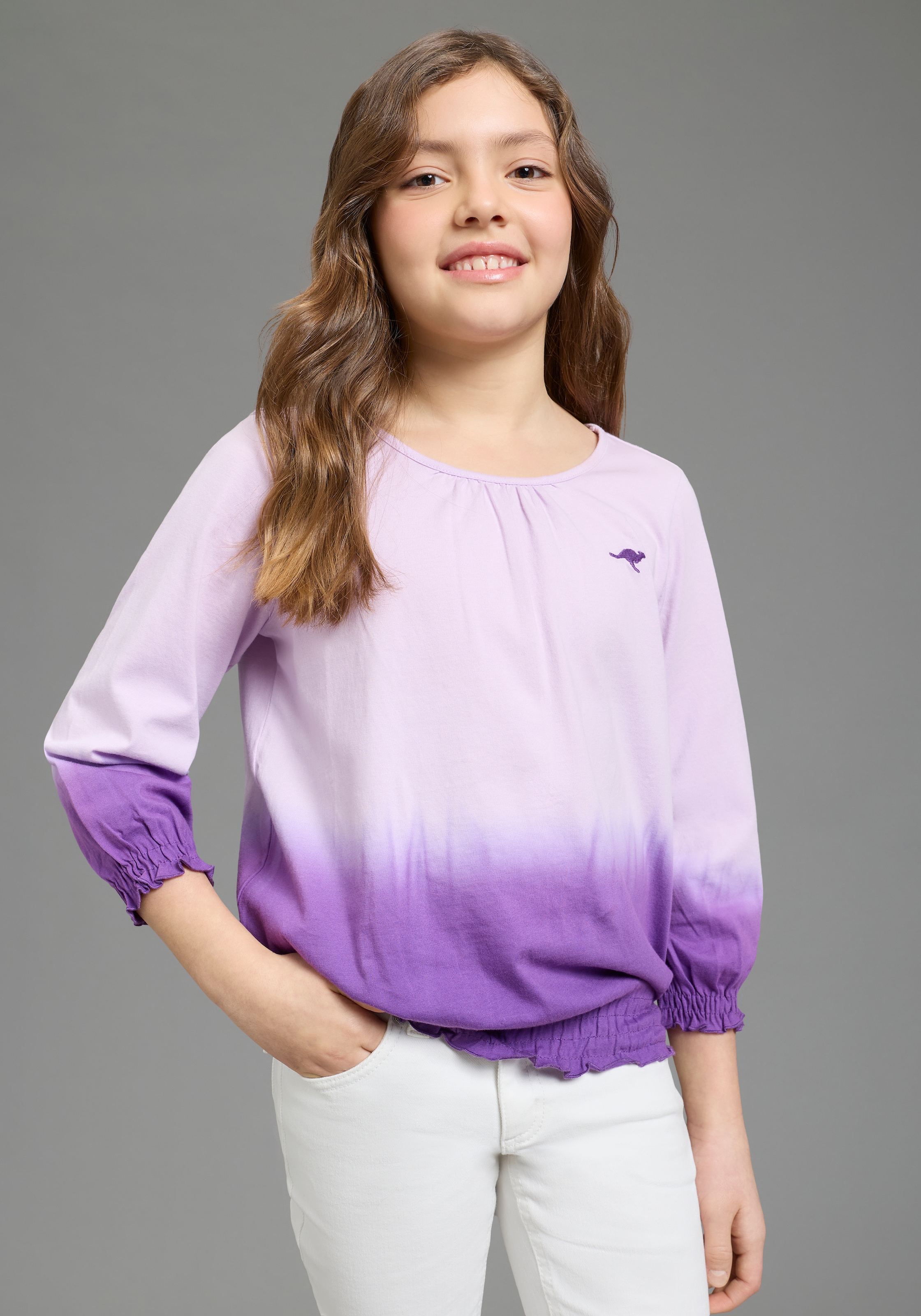 KangaROOS 3/4-Arm-Shirt »Shirt in Batik-Look« 3/4-Arm,  hüftlange Passform,  Batikmuster,  Rundhalsausschnitt