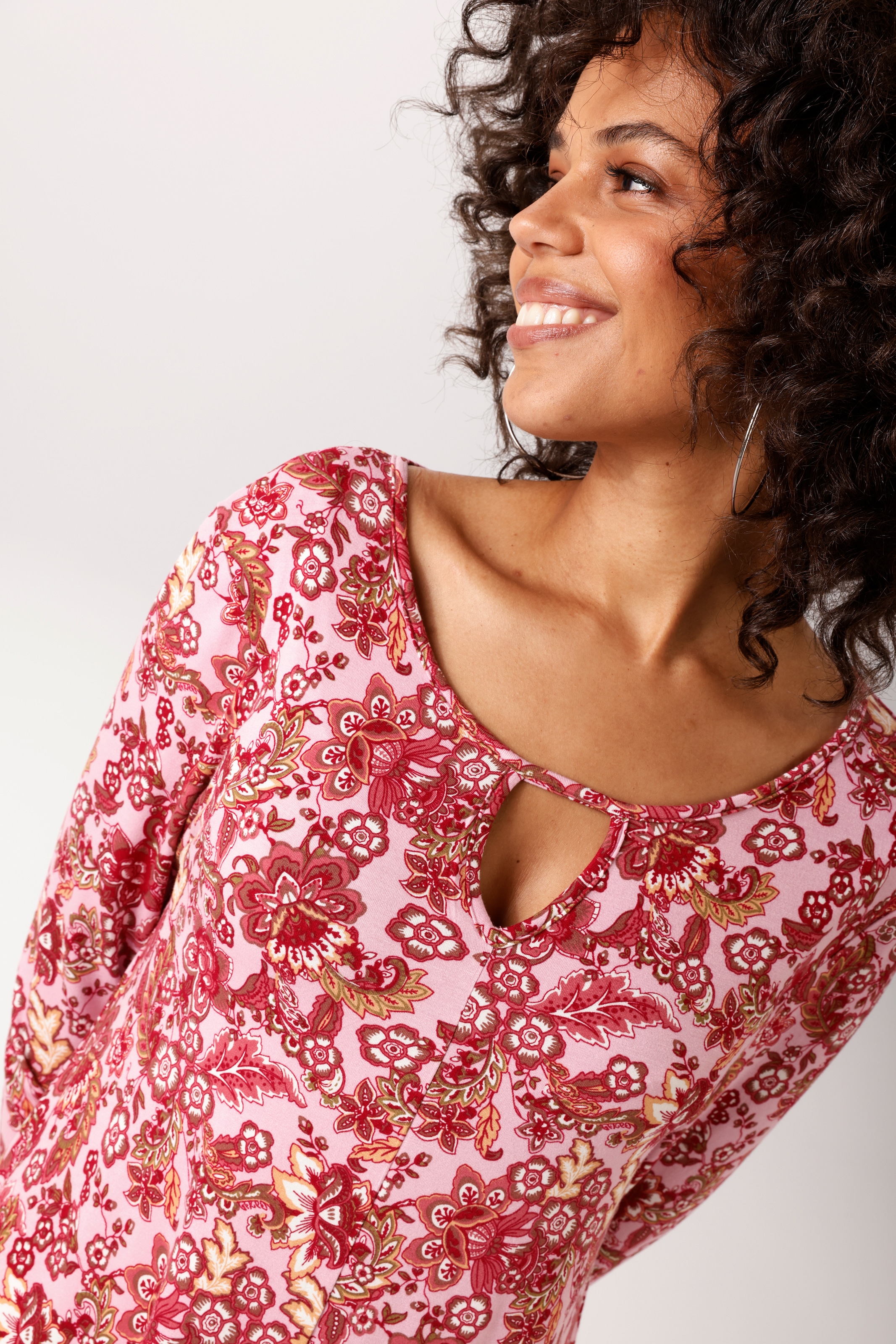 Aniston CASUAL A-Linien-Kleid mit farbenfrohen Blumendruck - jedes Teil ein Unikat - NEUE KOLLEKTION