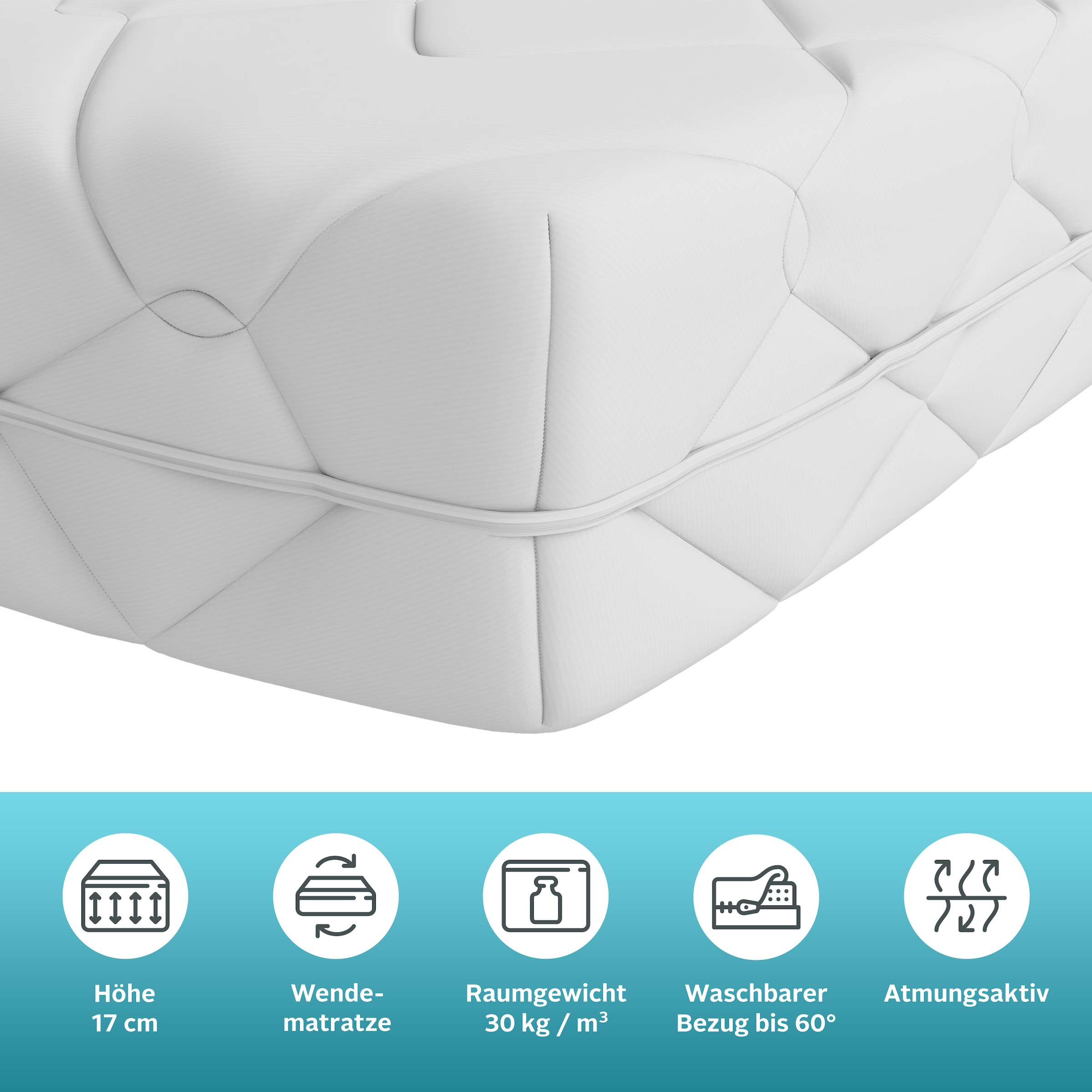 OTTO home Komfortschaummatratze »Luxus 17,  7 Zonen Matratze 90x200 cm, 140x200 cm & weitere Größen« 17 cm hoch Raumgewicht: 30 kg/m³ 1-tlg., 1 Stk. tlg. Wendematratzen H2 / H3 / H4, ergonomisch, atmungsaktiv