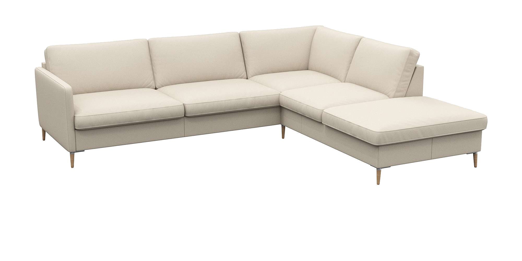 FLEXLUX Ecksofa »Fiore, super Sitzkomfort durch Kaltschaum im Sitz, L-Form«, schmale Armlehnen, Füße Alu+ Eiche