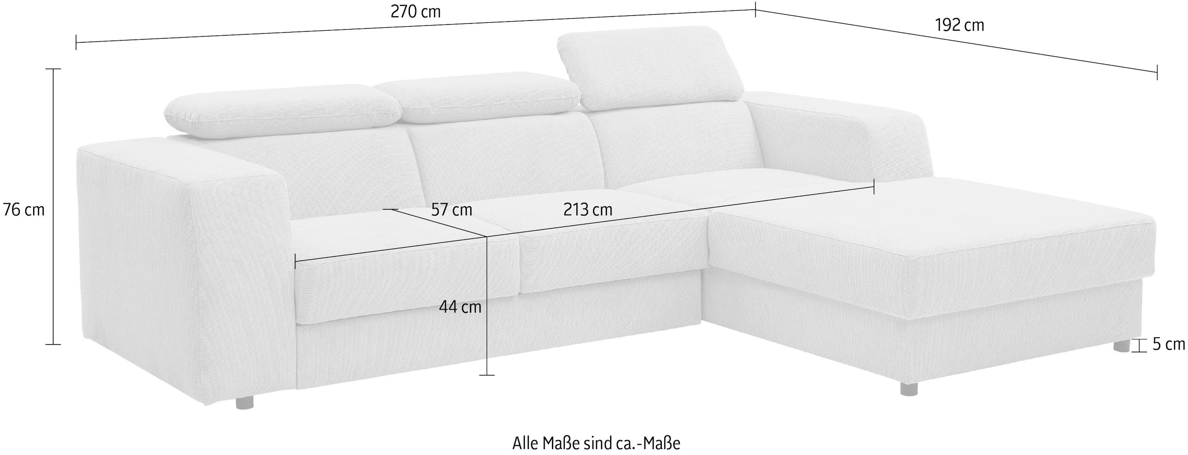 WERK2 Ecksofa »Cherry 270 x 192 cm modern & bequem, Kopfteilverstellung, Bettfunktion« Cord, L-Form, XXL, Schlaffunktion, Bettkasten