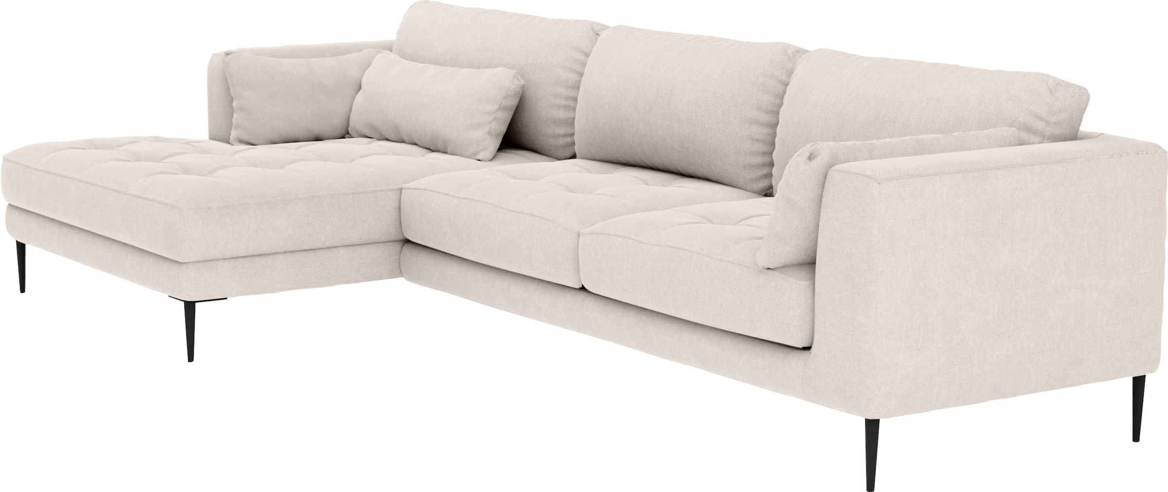 TRENDMANUFAKTUR Ecksofa »Luzi, wahlweise mit Schlaffunktion und Bettkasten bestellbar, L-Form«, Designsofa mit tollem Sitzkomfort, Metallfüße schwarz, Breite 280 cm