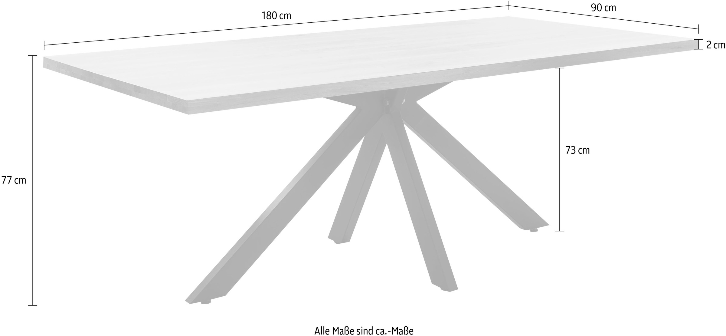 4. Bild von Home affaire Esstisch »Miami Beach«, aus Massivholz Eiche, mit schwarzem Spider Gestell