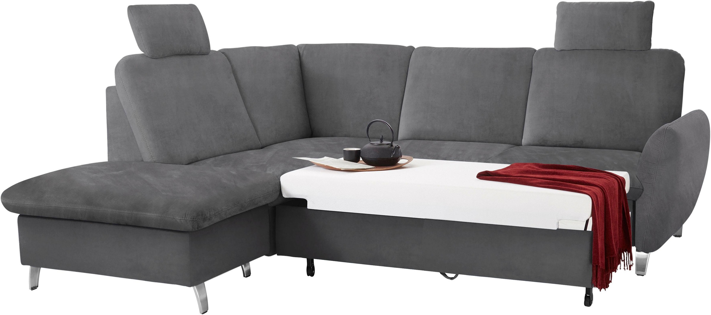 sit&more Ecksofa »Daytona L-Form«, mit Federkern, zwei Kopfstützen und wahlweise mit Bettfunktion