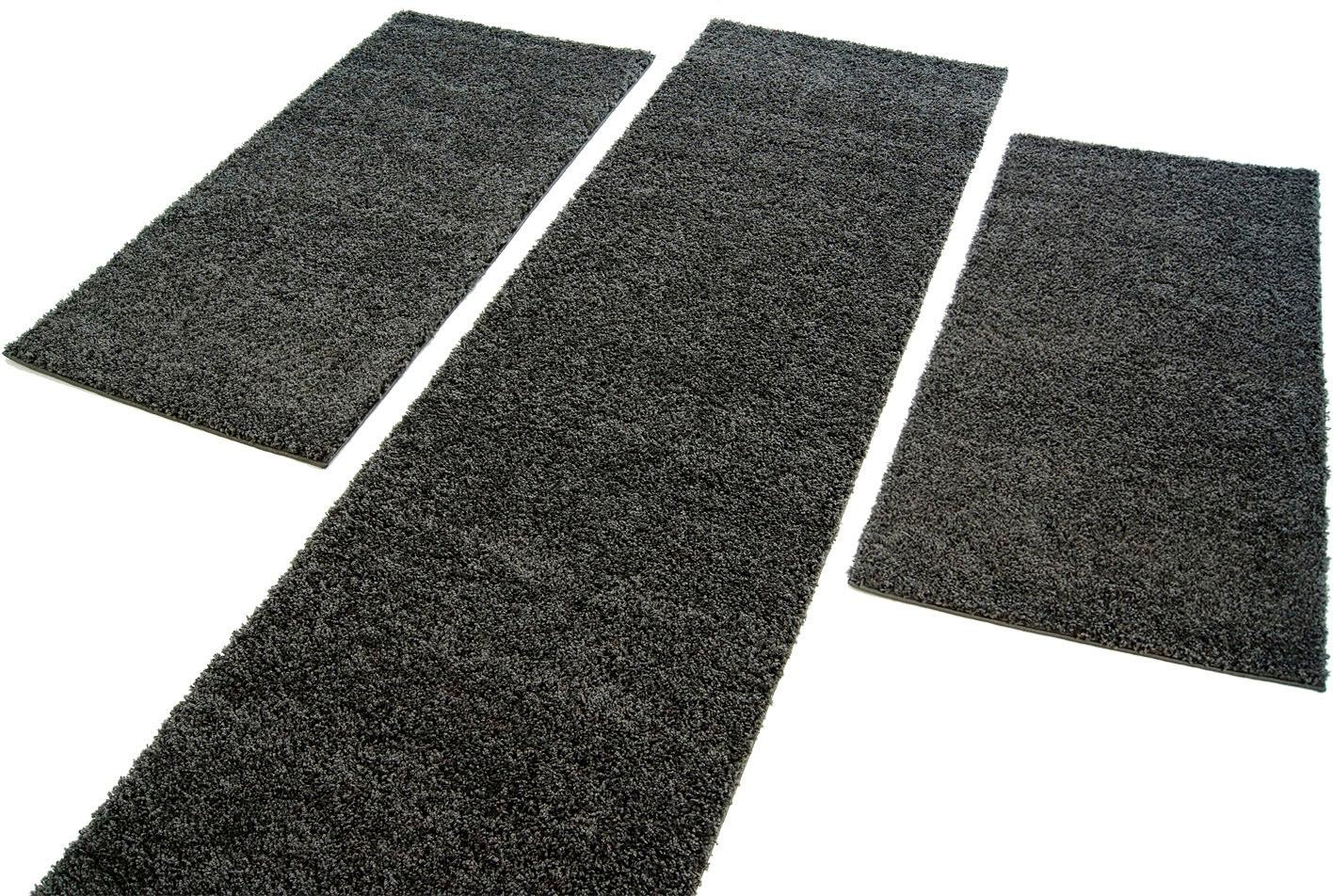 Carpet City Bettumrandung »Shaggi uni 500« Höhe 30 mm 3 Stk. tlg. Shaggy Be günstig online kaufen