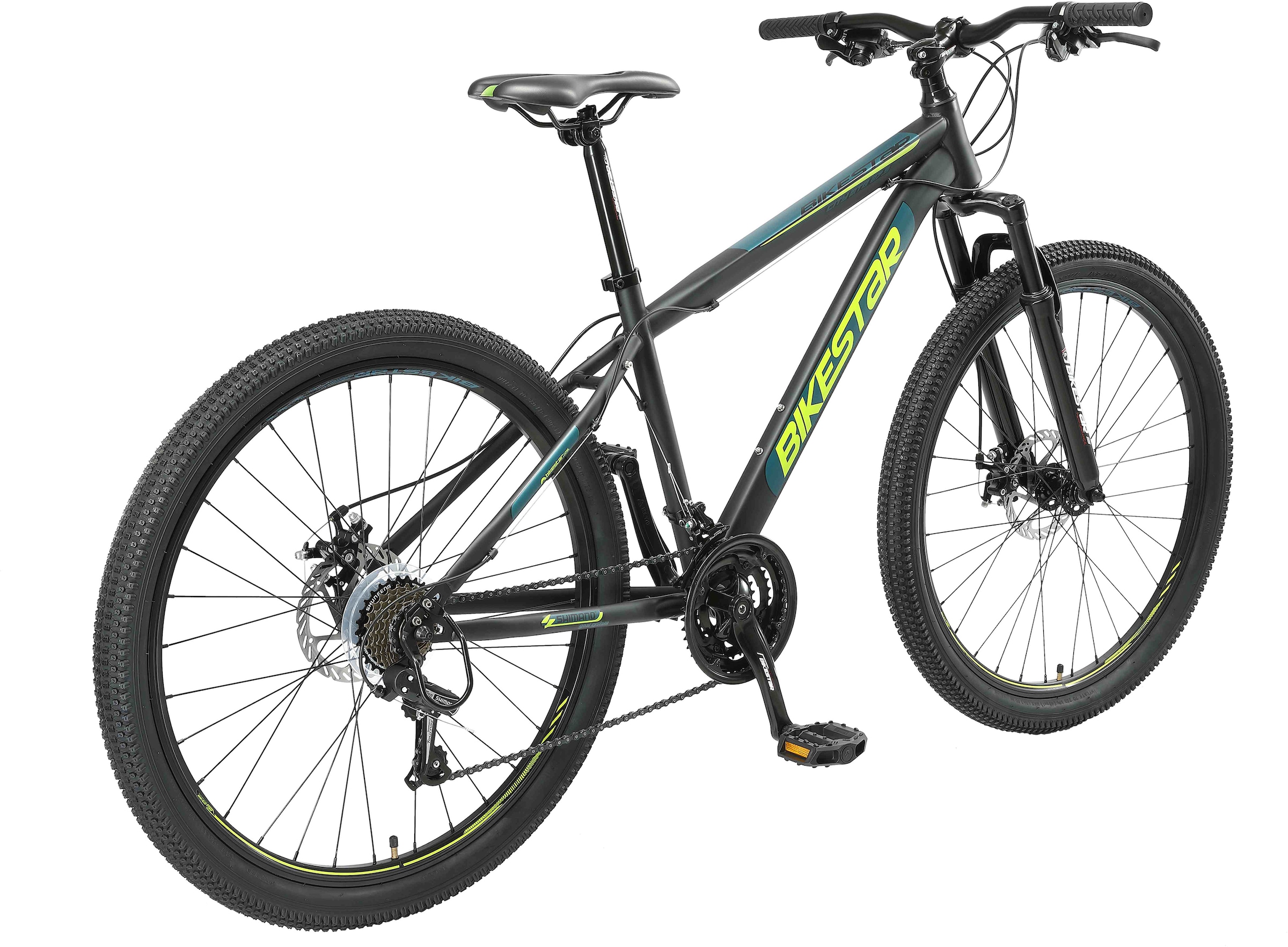 Bikestar Mountainbike, 21 Gang, Shimano, RD-TY300 Schaltwerk, Kettenschaltung, für Damen und Herren, Kettenschaltung